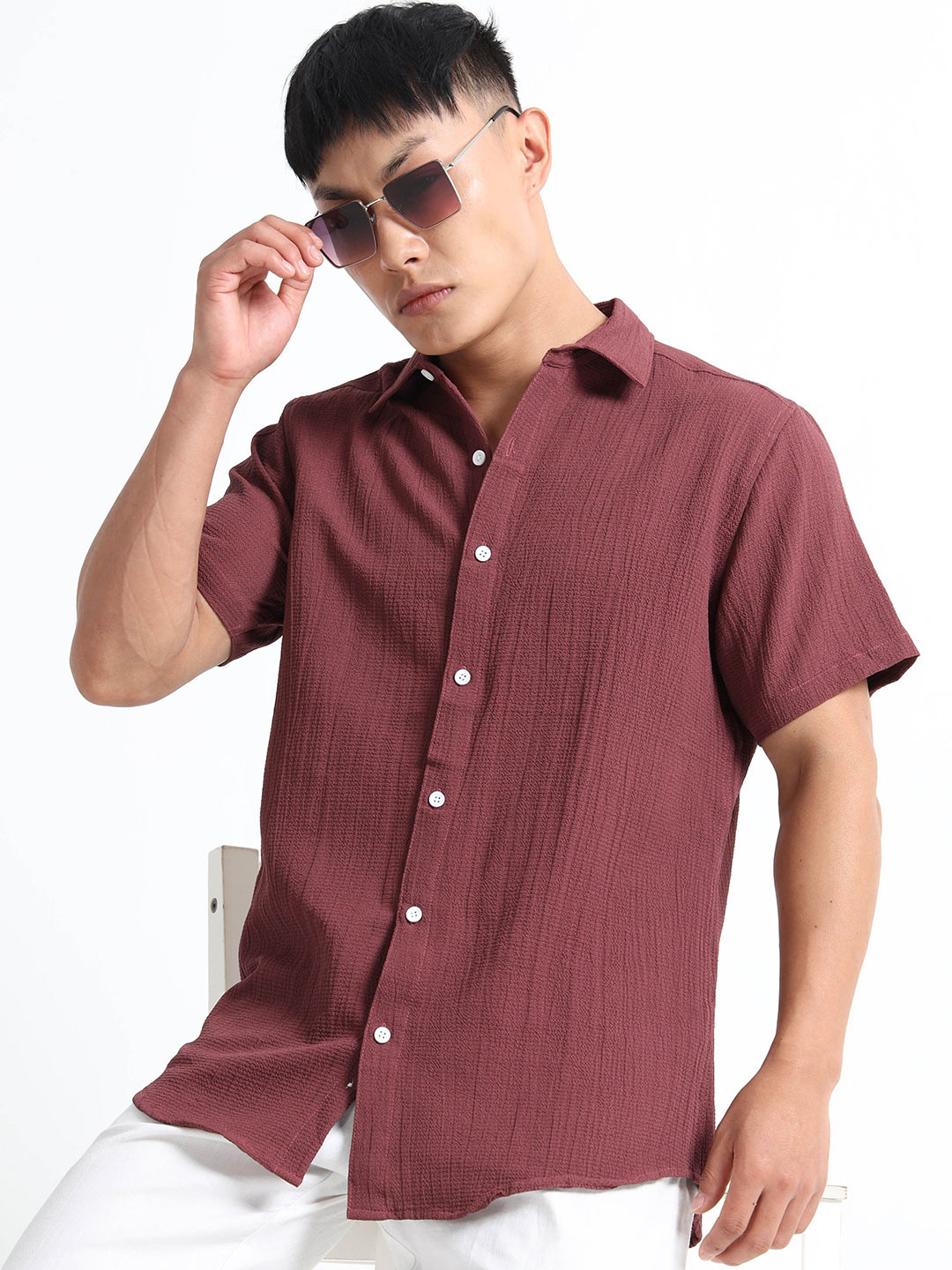 THE BEETEL HOUSE Men Texture Casual Shirt