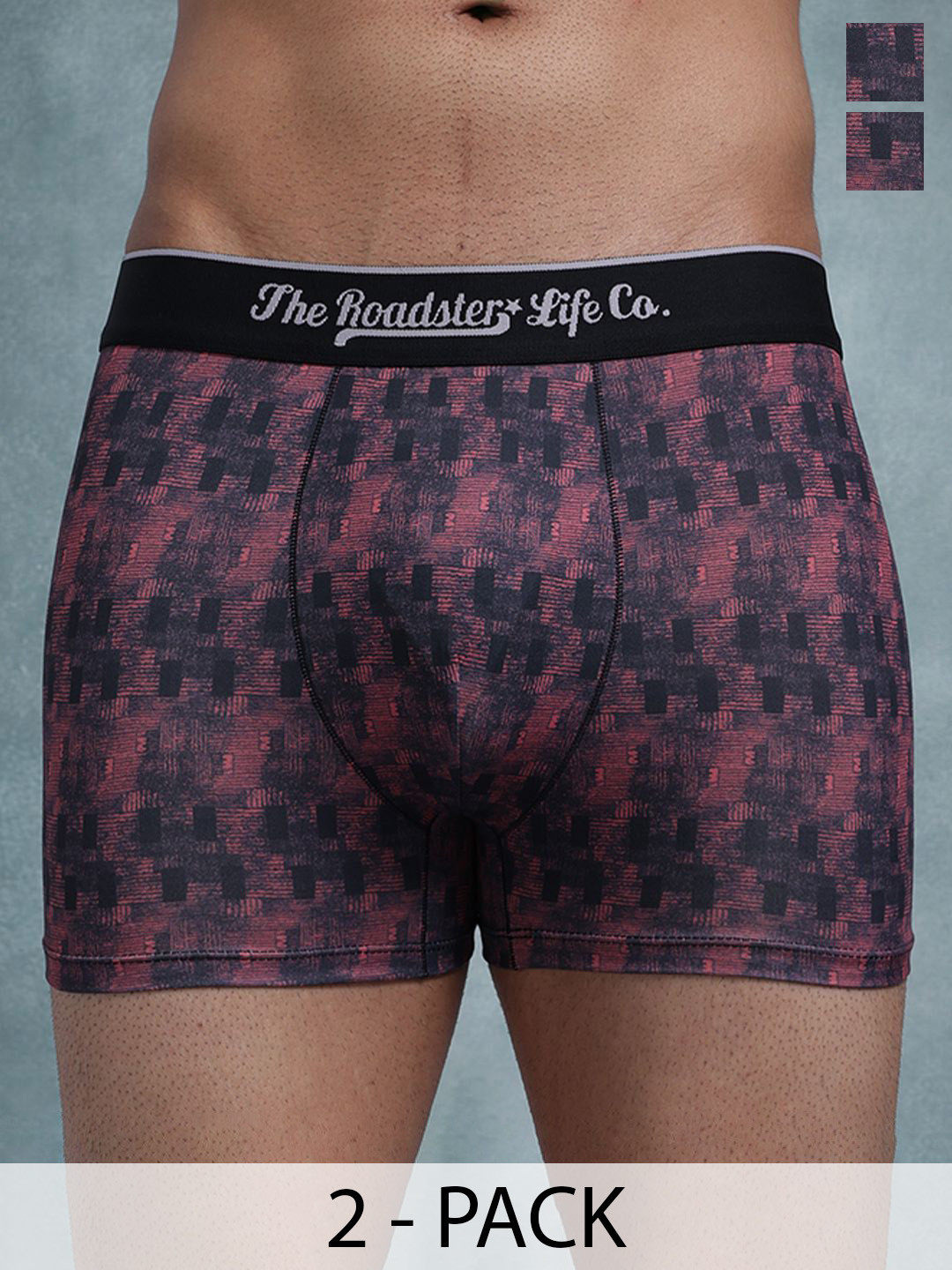 The Roadster Lifestyle Co Pack Of 2 Printed Stretchable Trunks Pack Of 2-PV-Print-RO6-S