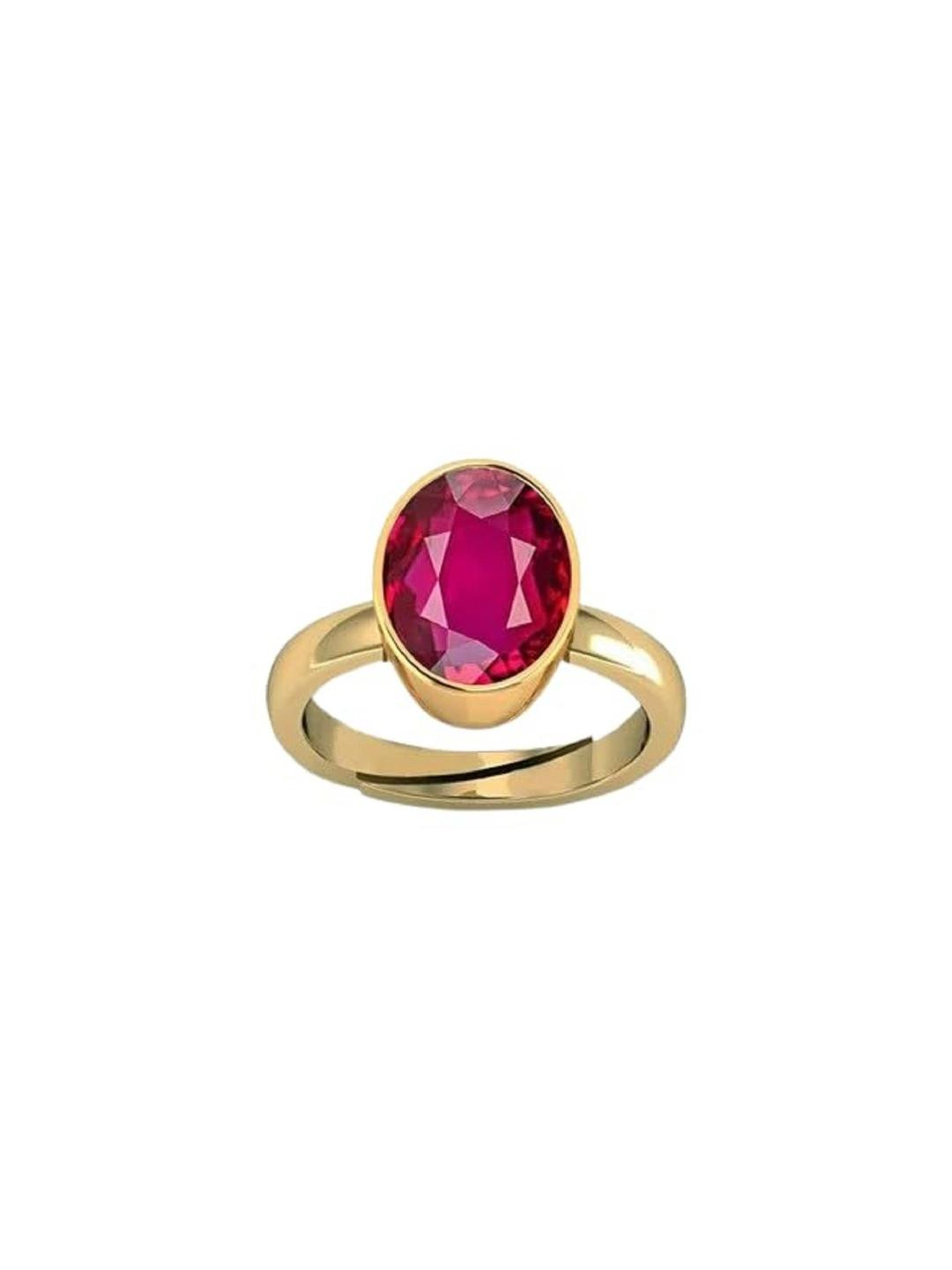 Sidharth Gems 7.25 Ratti 6.00 KT Ruby Stone Gold Plated Ring