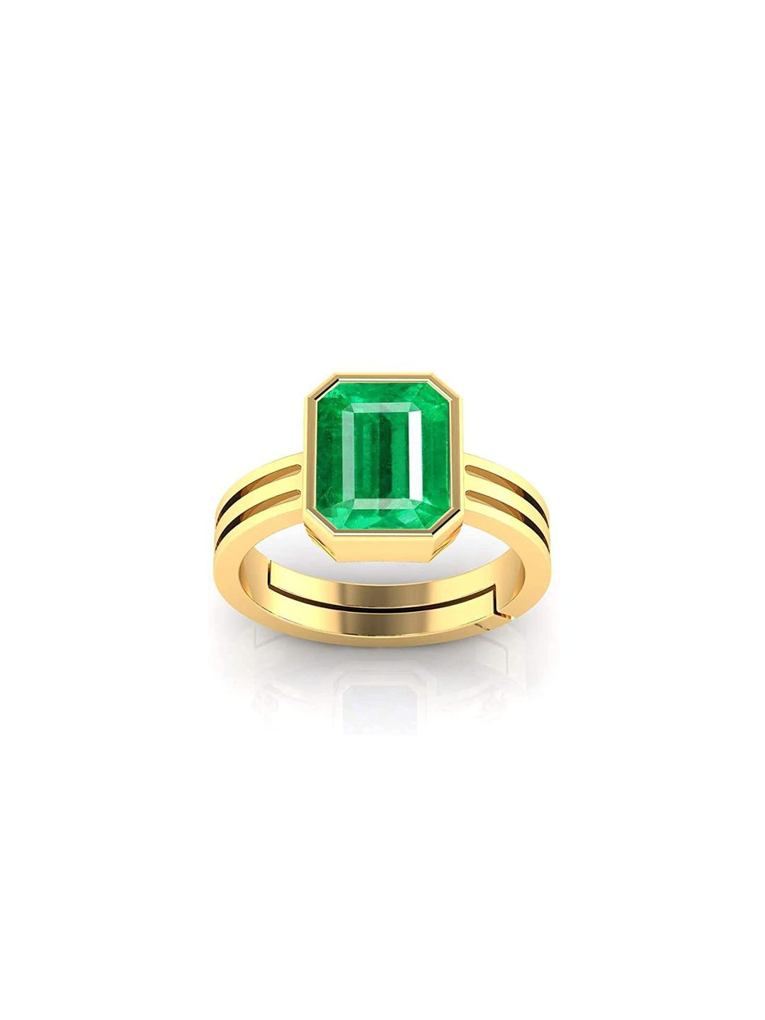 Sidharth Gems 7.25 Ratti Emerald Panna Stone Emerald Gold and Silver Plated Brass Ring