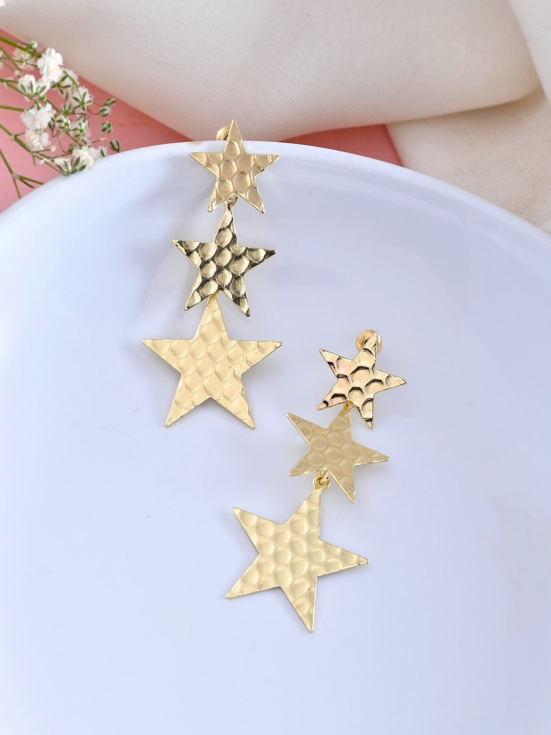 SUNBURST Gold-Plated Star Shaped Drop Earrings