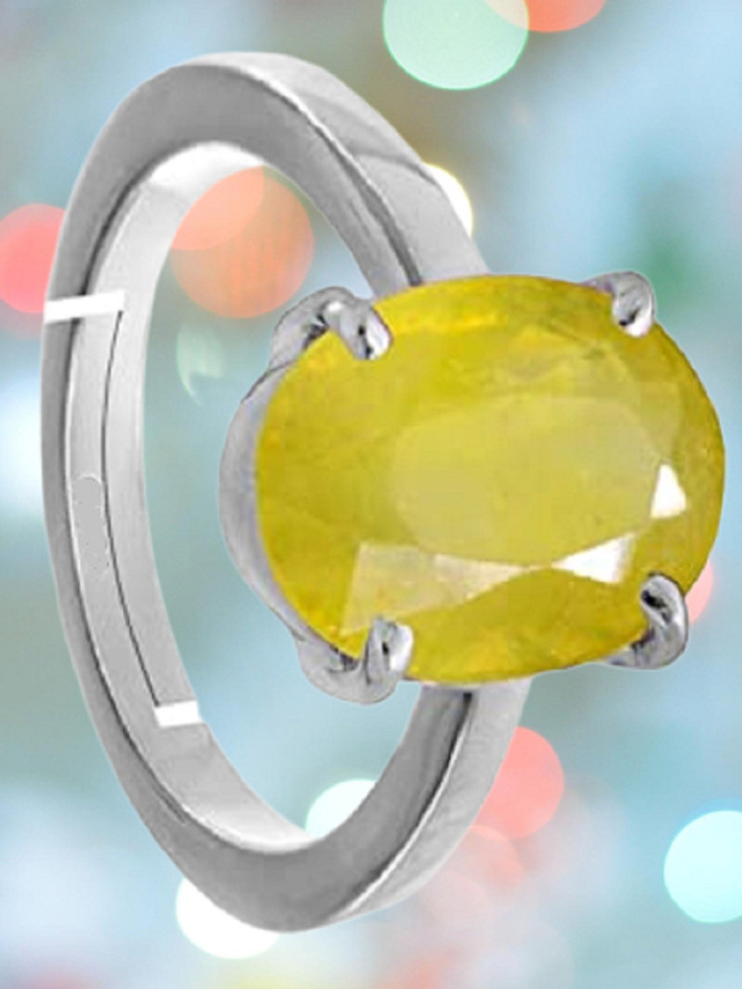 Sidharth Gems 5.25 Ratti 4.25 Carat Yellow Sapphire Pukhraj Gemstone Ring