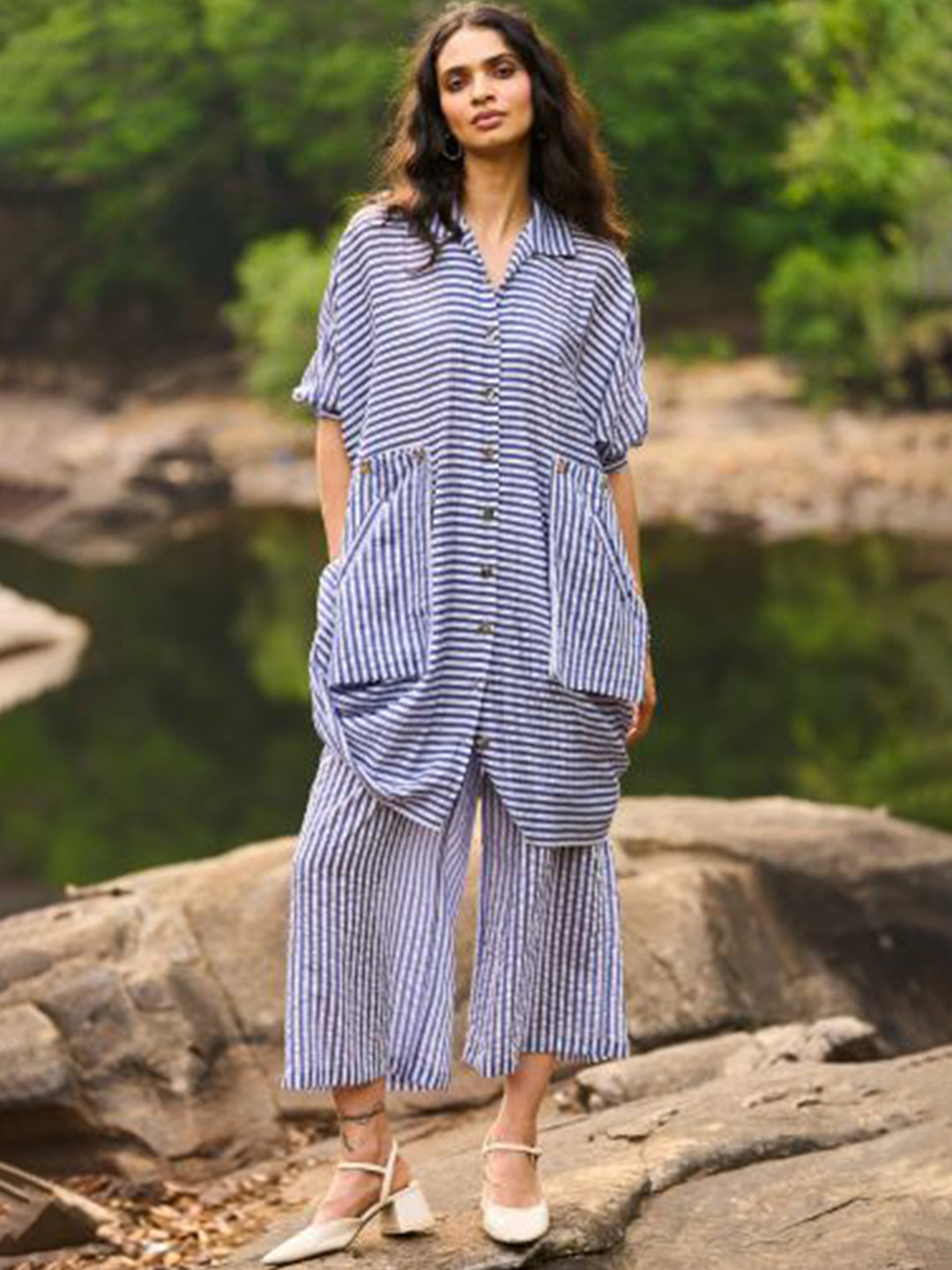 Dash and Dot Long Striped Brushstroke Longline Set