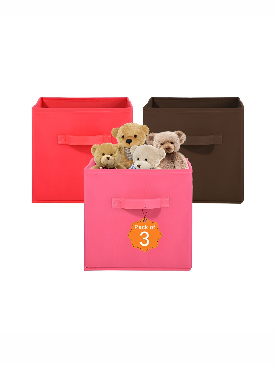 Aura Pink & Red 3 Pieces Multi-Utility Storage Box Organisers