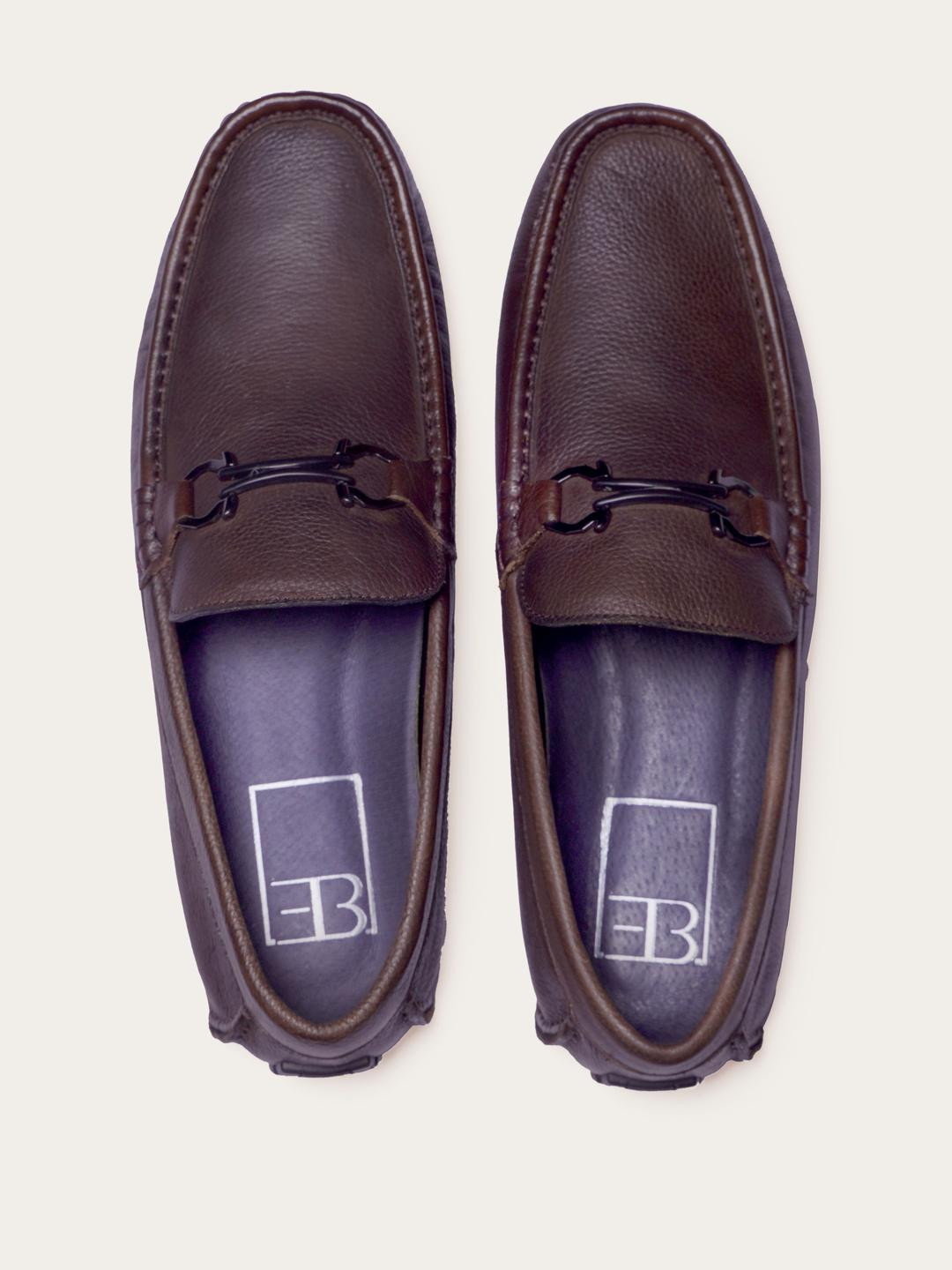 Eletto Brun Men Coffee Brown Slip-On Formal Shoes