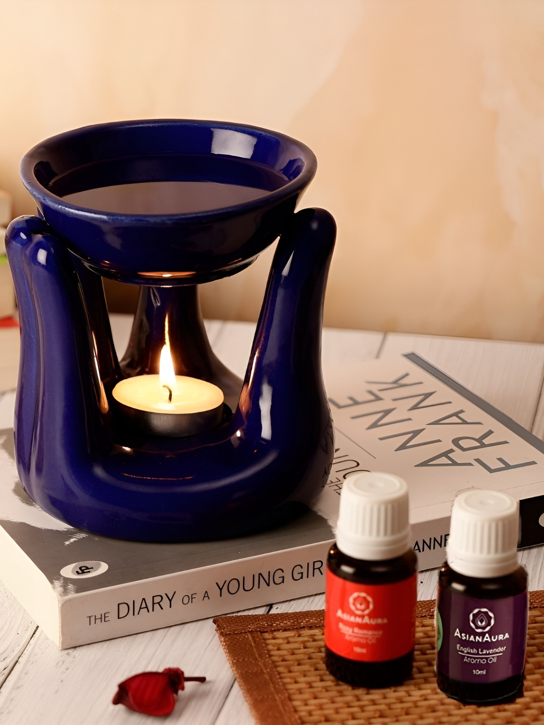 Asian Aura Ceramic Candle Diffuser With Aroma Oils-10ml