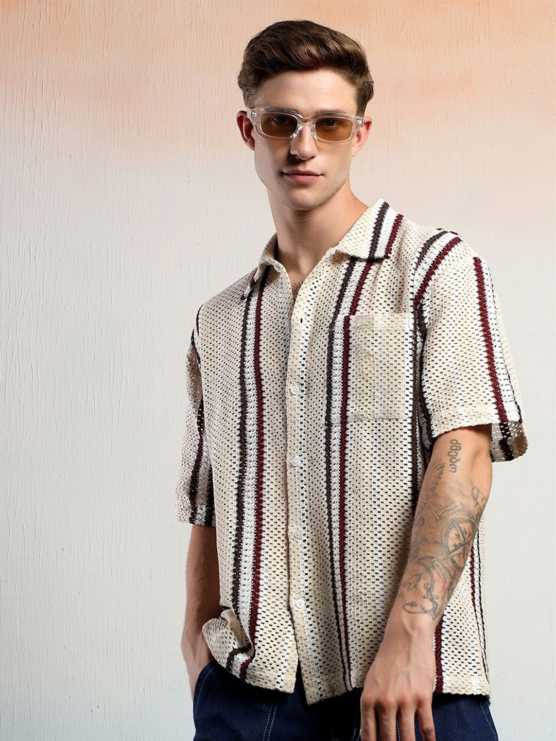 Stylecast X Kotty Men Relaxed Stripes Striped Casual Shirt