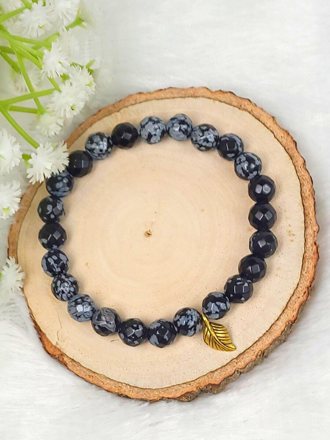 Calminds Unisex Snowflake Obsidian Crystal Bracelet
