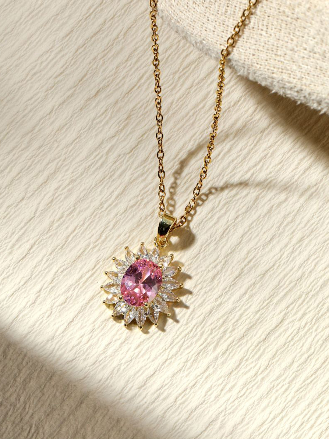 SALTY Women Blush Sutra Stone-Studded Pendant With Chain