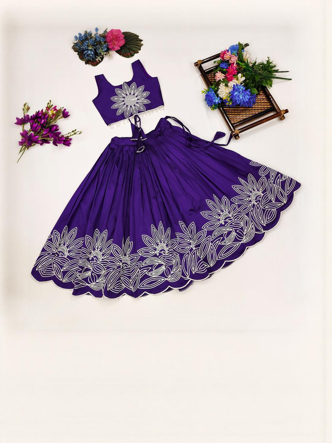 Shoryam Fashion Girls Art Silk Ready to Wear Lehenga Choli