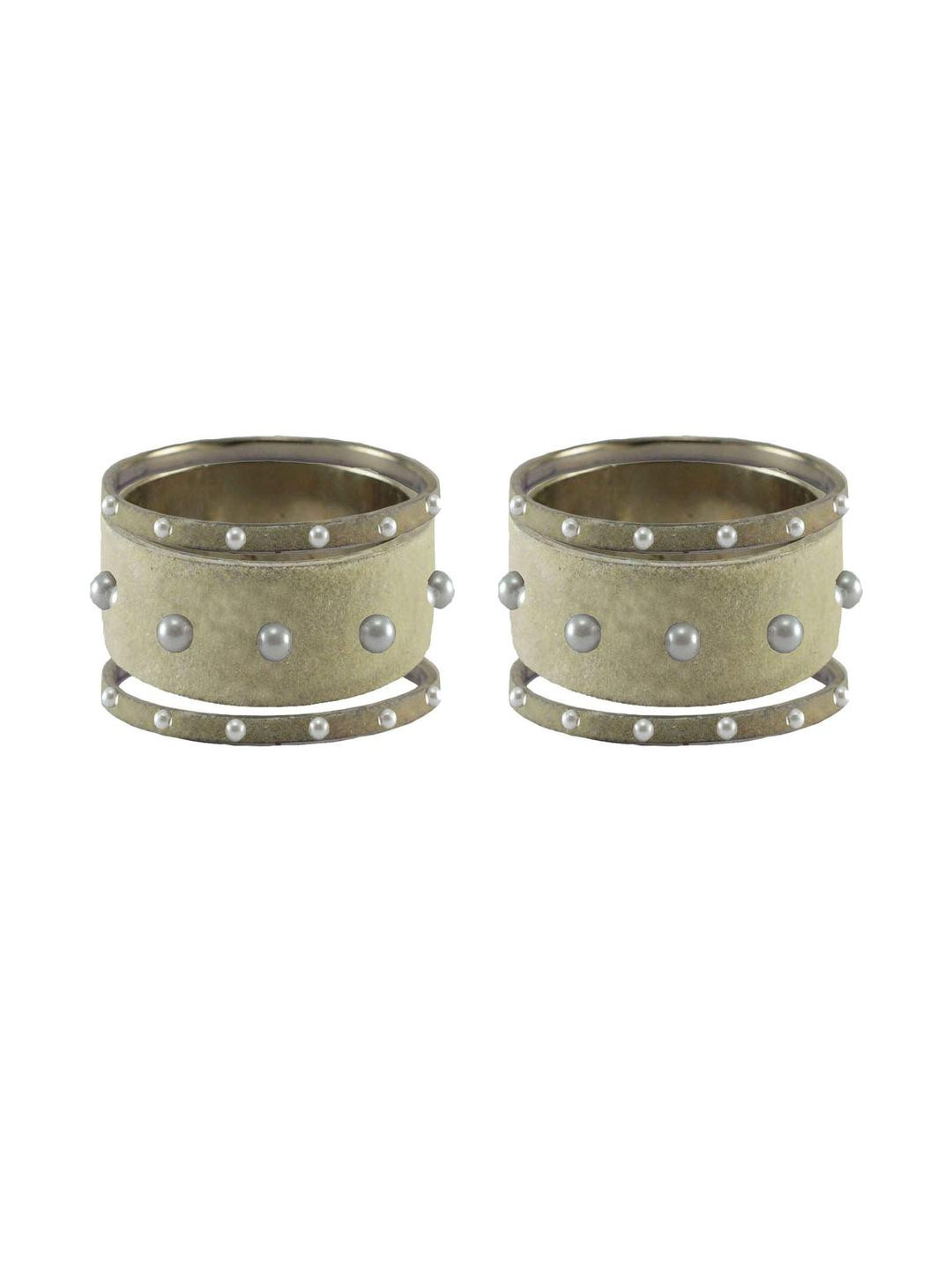 Vidhya Kangan Cream Moti Stud Brass Bangle
