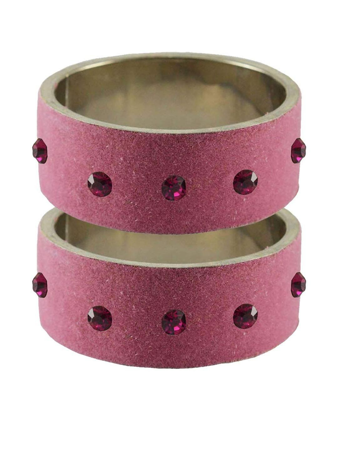 Vidhya Kangan Dark Pink Stone Stud Brass Bangle