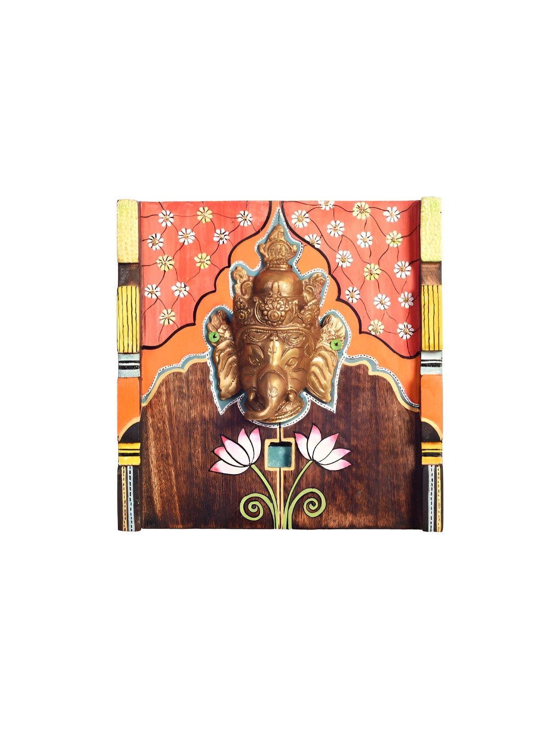 AAKRITI ART CREATIONS Amantran Wood Ethnic Motifs Glossy Hall Spiritual Wall Decor-9.1In