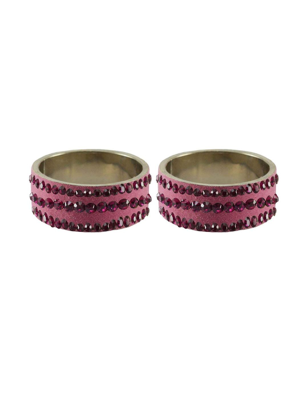 Vidhya Kangan Dark Pink Stone Stud Brass Bangle