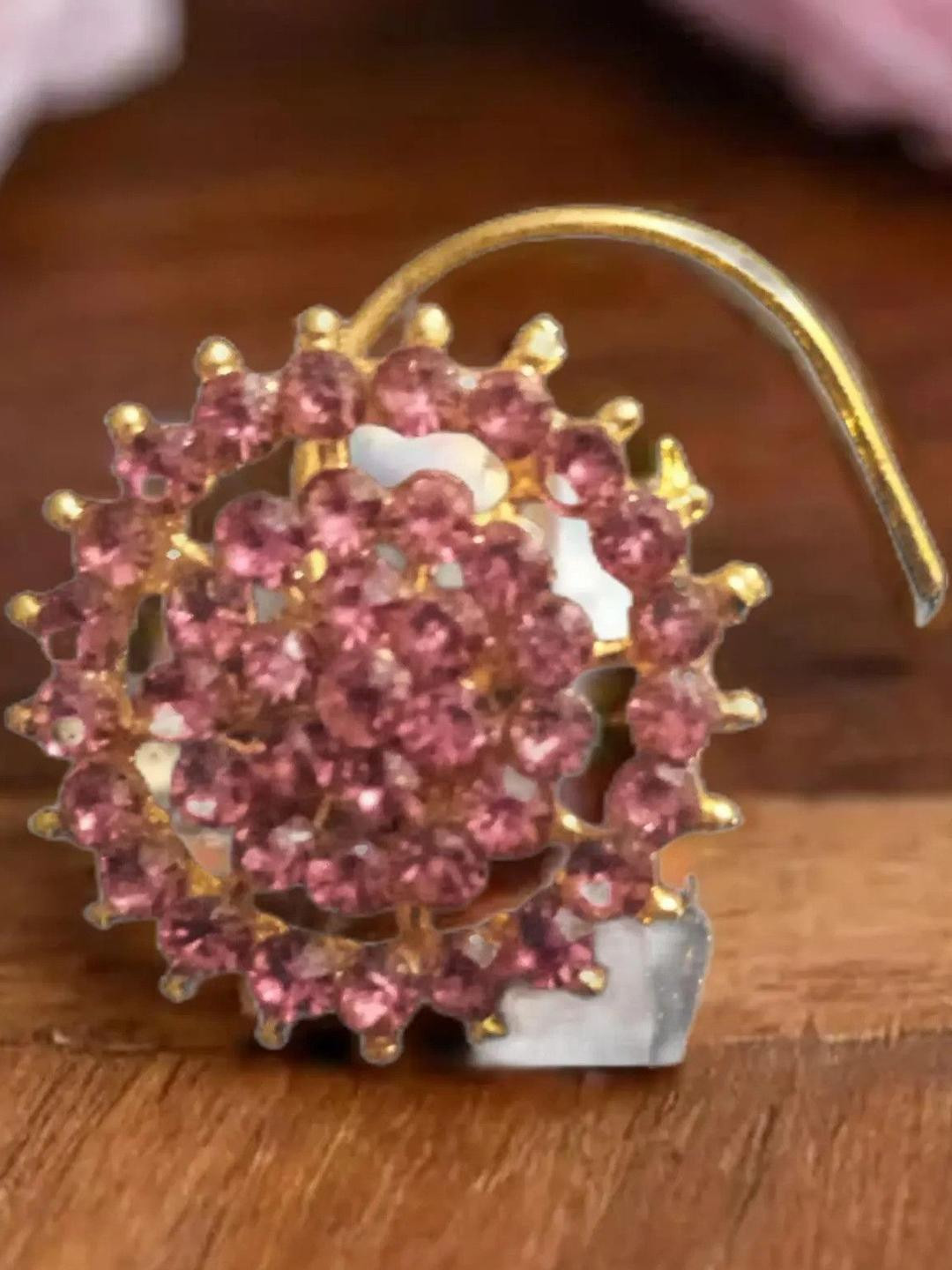 SHREEVARAM Cubic Zirconia Diamond Gold-Plated Brass Nathiya