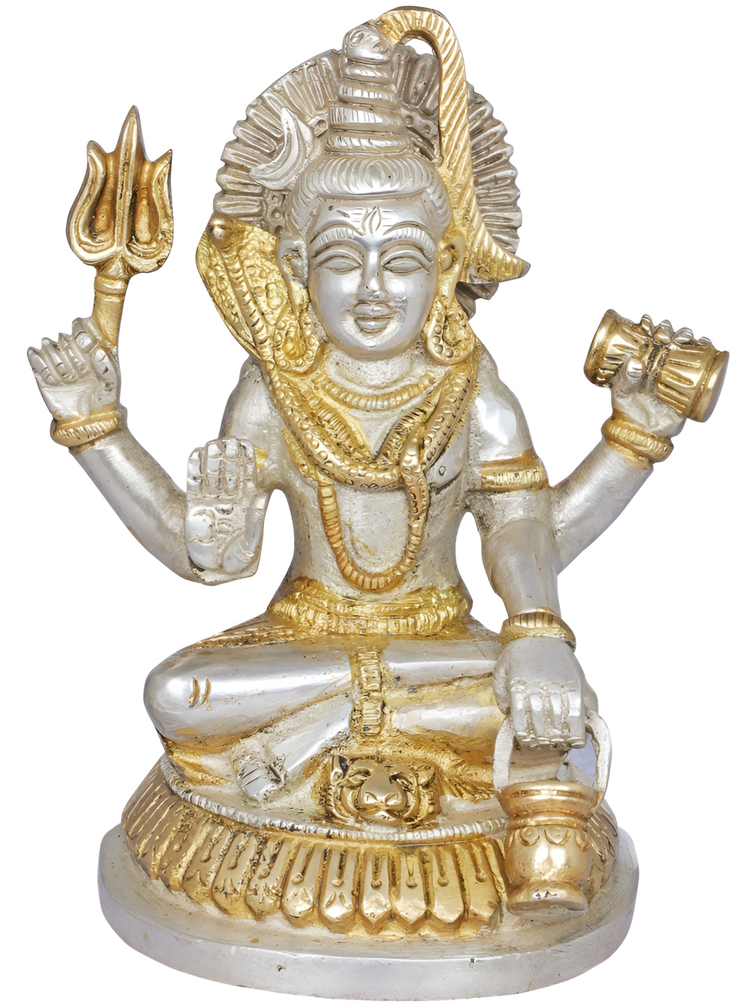 Exotic India Gold-Toned & Silver-Toned Lord Shiva Religious Idol Showpiece