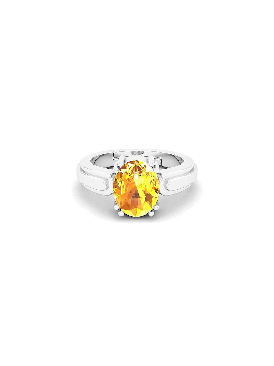 Sidharth Gems 7.25 Ratti 6.00 KT Pure Sterling Silver 92.5 Yellow Sapphire Ring