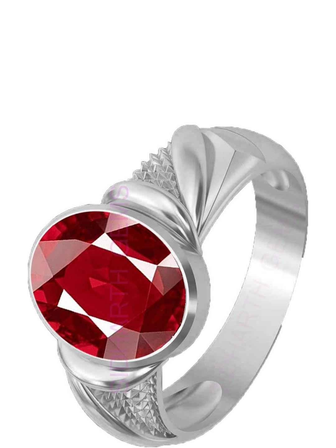 Sidharth Gems 7.25 Ratti 6.00 Carat Ruby Manik BirthStone Ratan Adjustable Ring