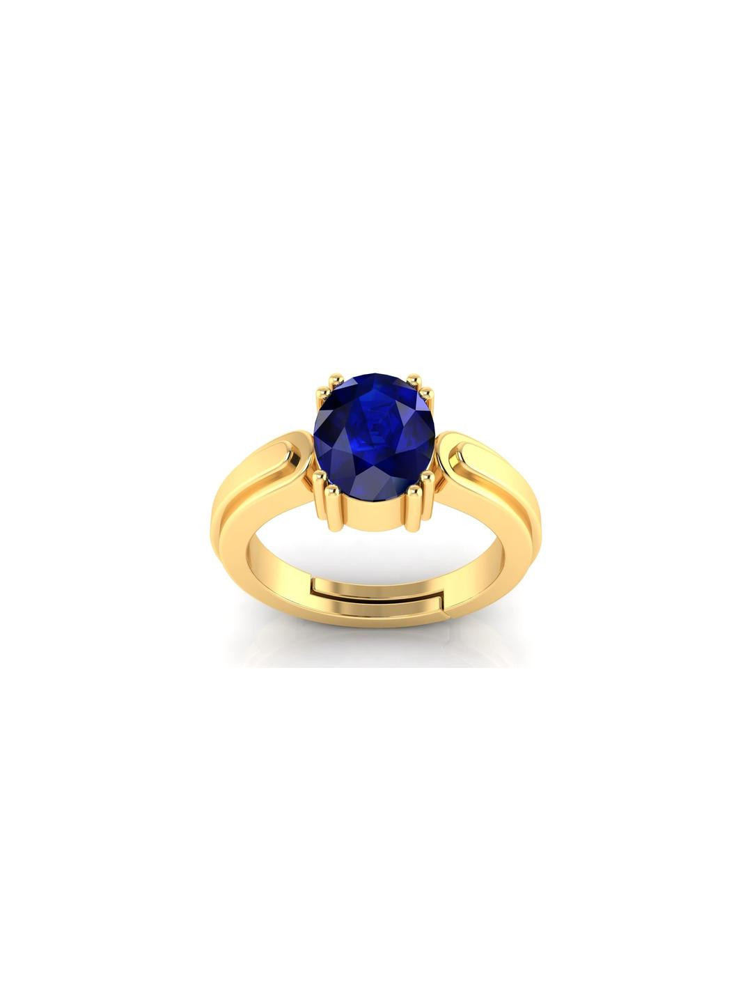 Pranjal Gems Unisex 13.25 Ratti Neelam Blue Sapphire Gemstone Studded Finger Ring