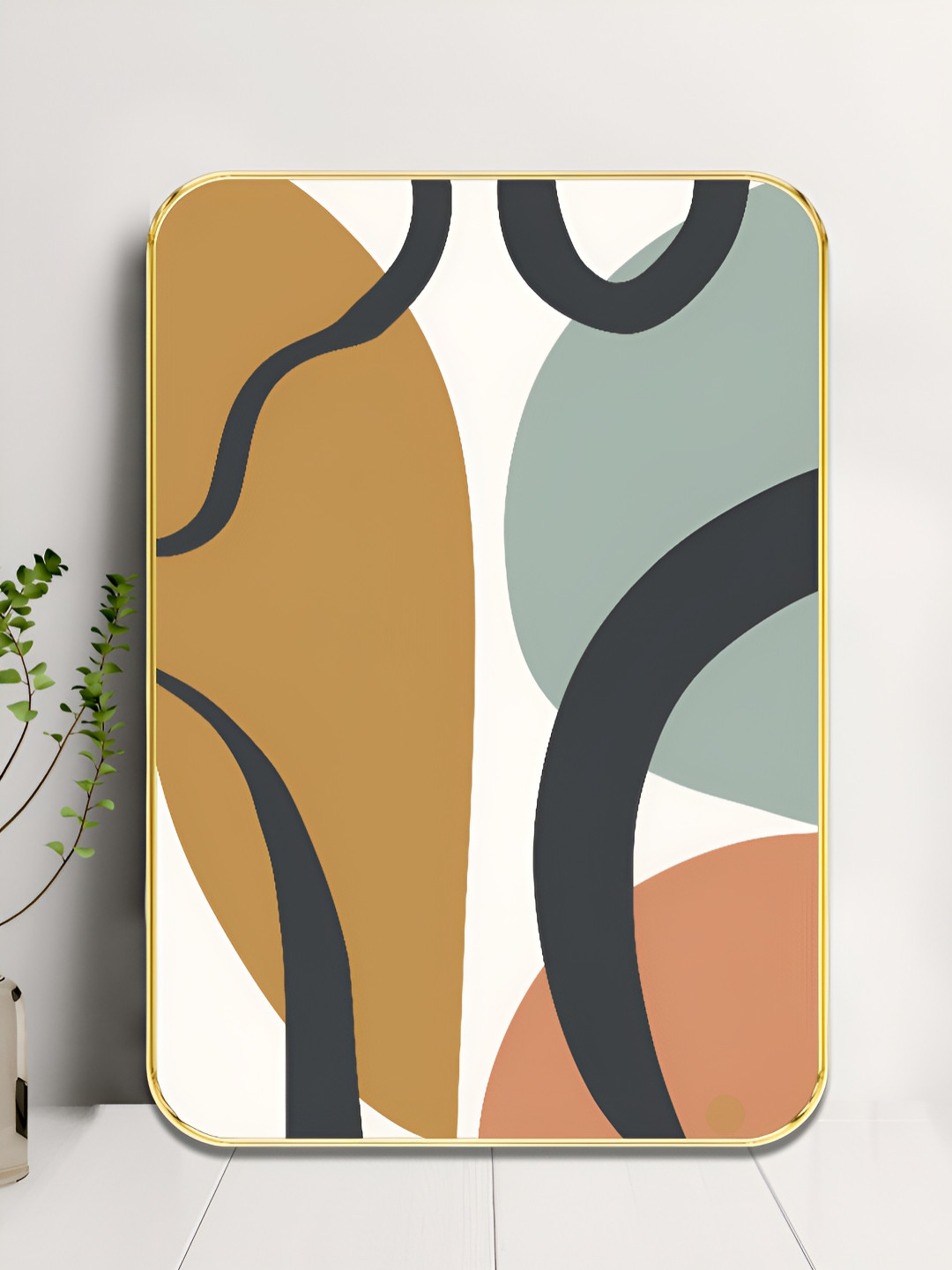 SAF Mid-Century Wood Wall Rectangle Paintings Wall Art - 24 x 18 In