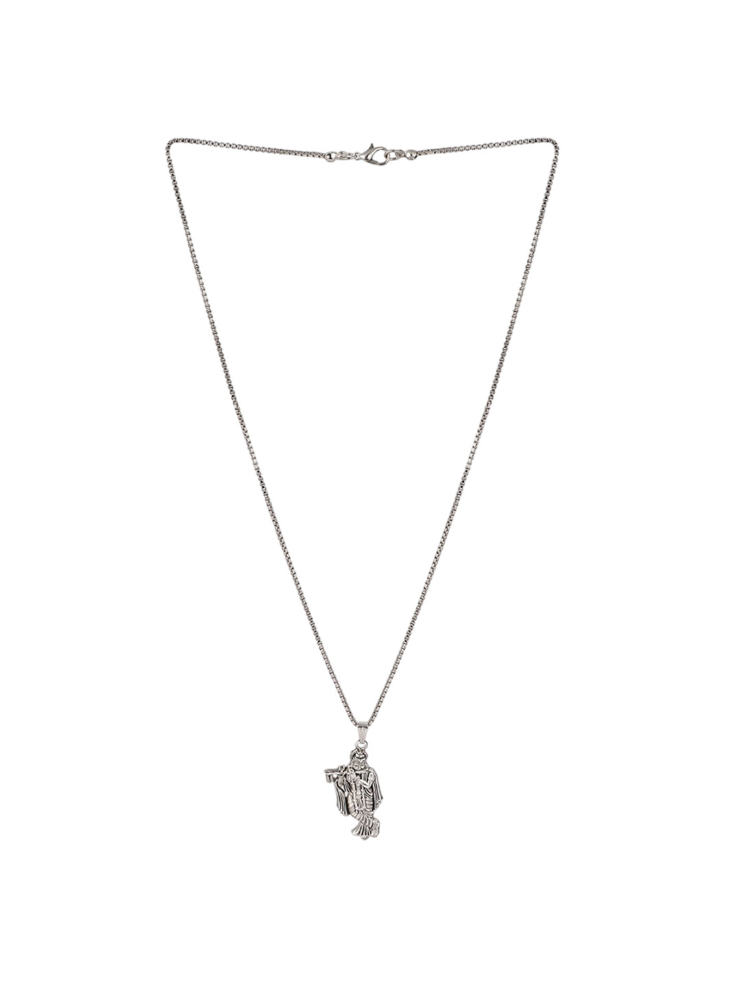 CZARDONIC Silver-Plated Lord Shri Krishna Pendant with Chain