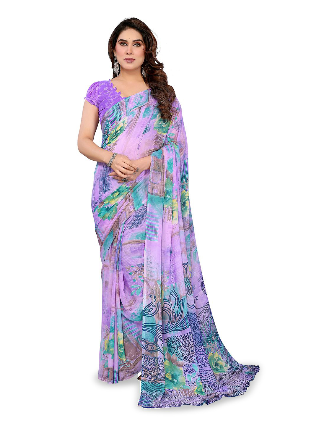Moda Rapido Floral Poly Georgette Saree