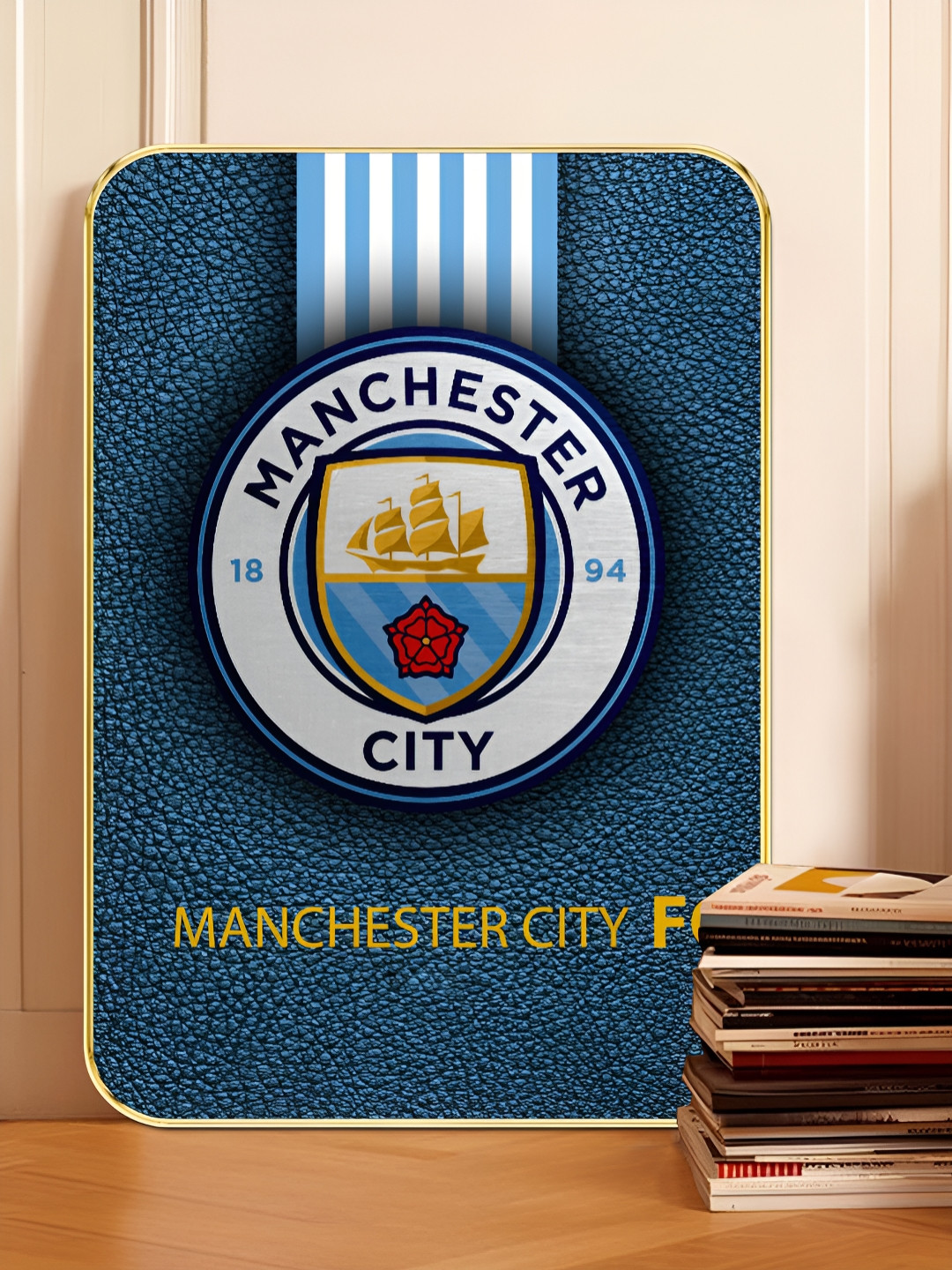 SAF Manchester City FC Wood Wall Rectangle Paintings Wall Art - 18 x 24 In