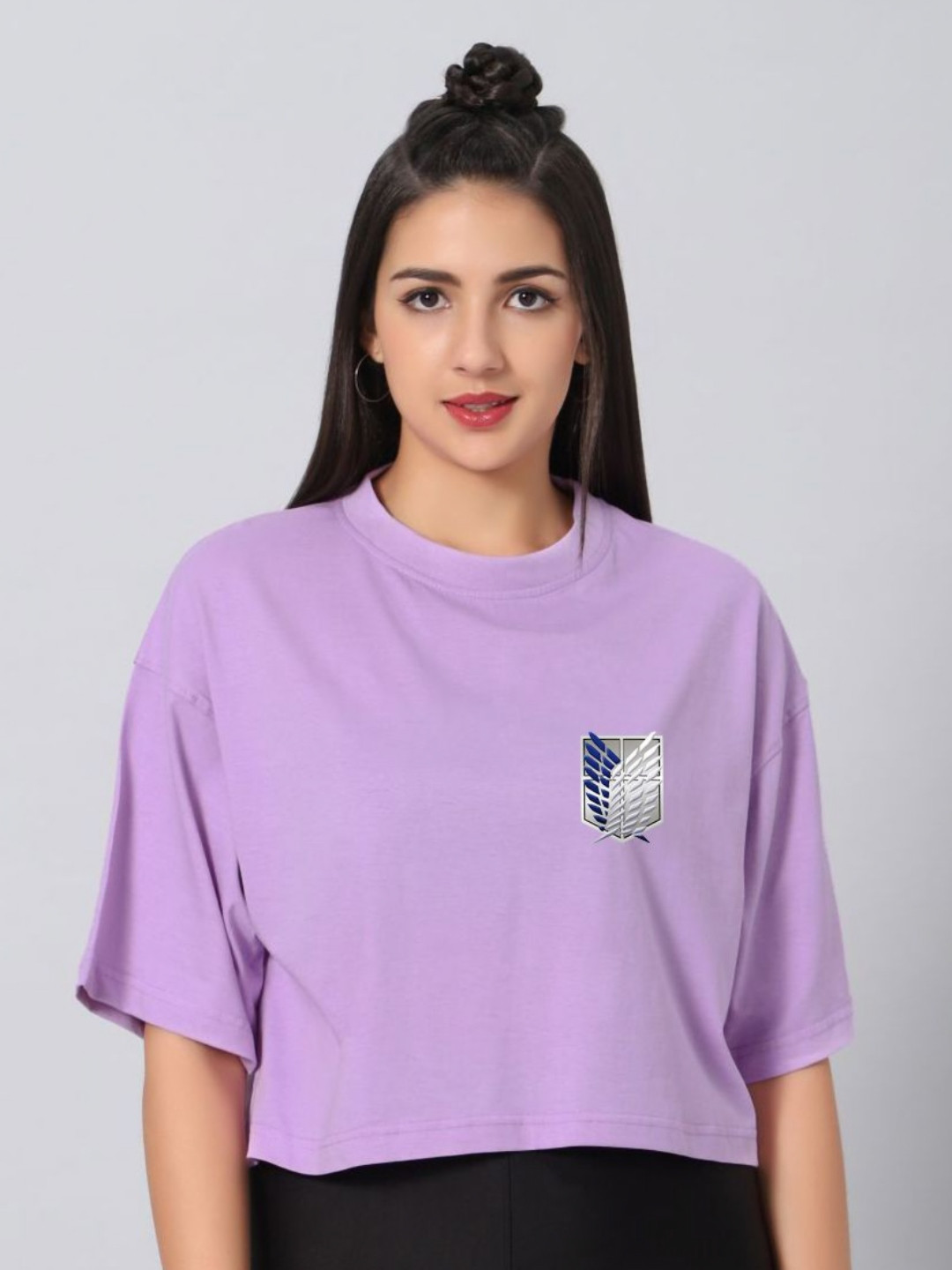 Besick Women Printed Crop Cotton T-shirt