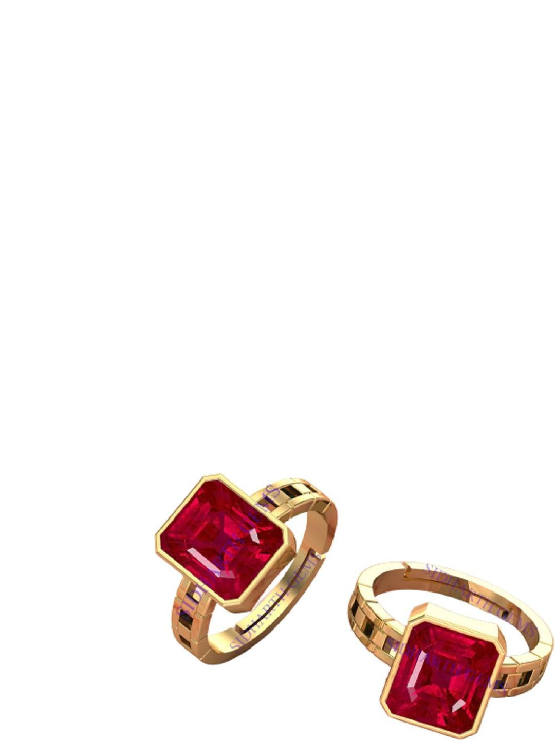 Sidharth Gems 8.25 Ratti 7.25 KT Ruby Manik Gold Plated Finger Ring