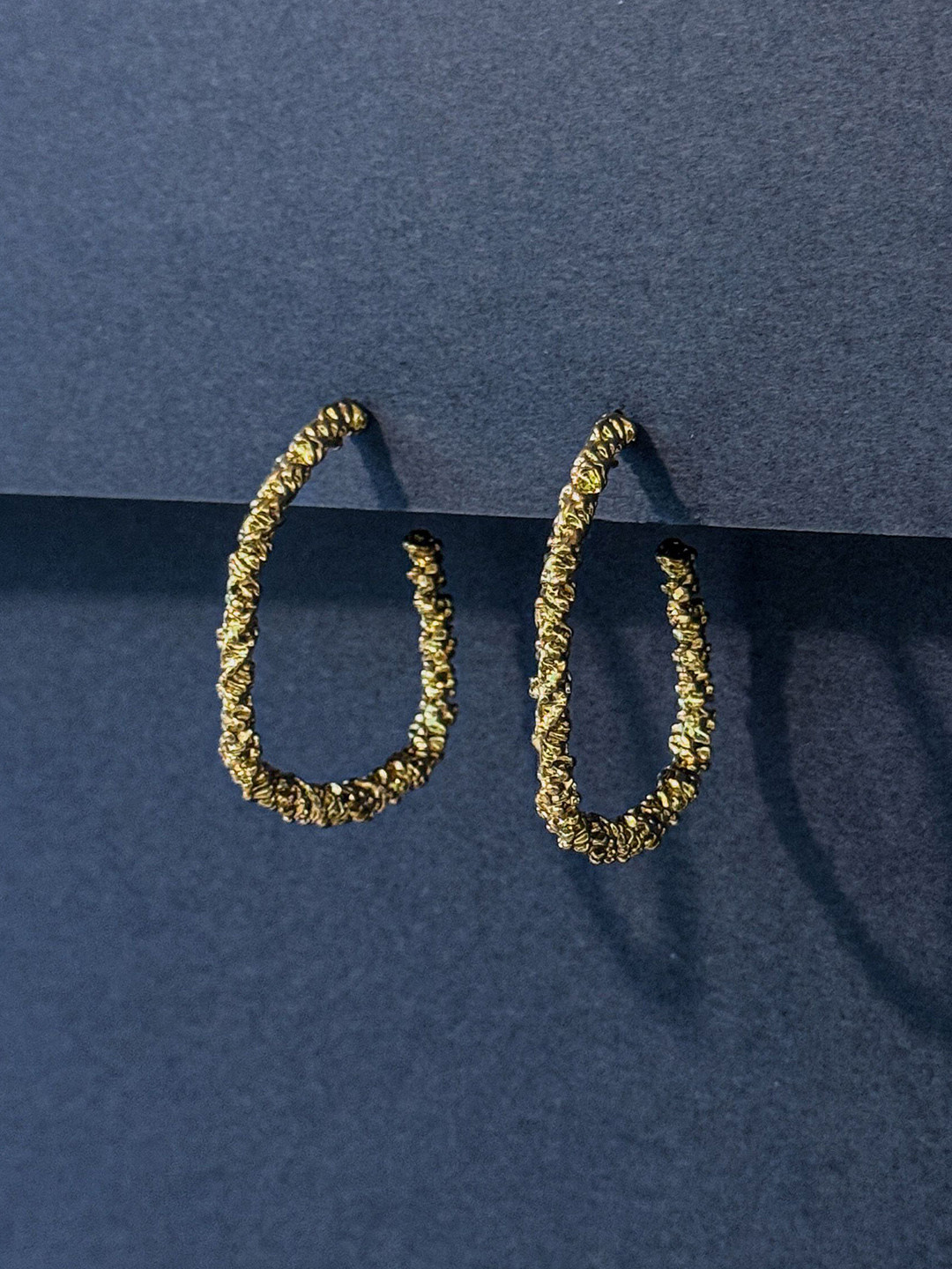 NAMAN ARTS Gold Plated Oval Half Hoop Earrings