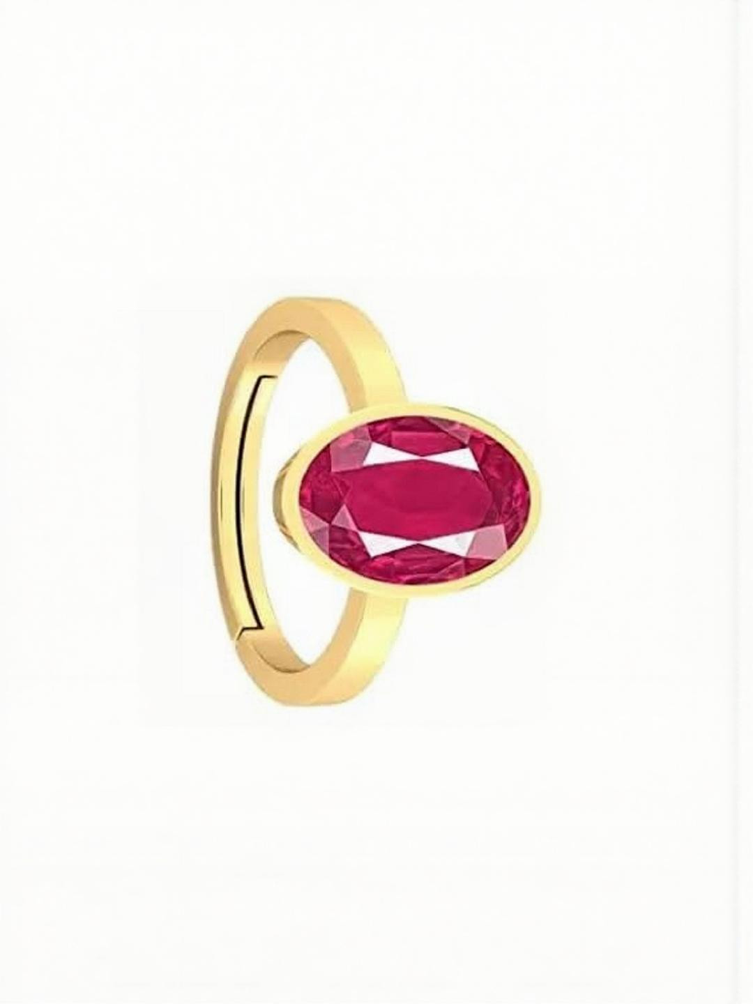 Sidharth Gems Gold Plated 11.25 Ratti 10.00 KT Ruby Stone Studded Finger Ring