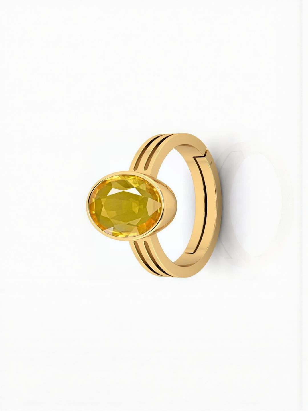 Sidharth Gems 8.25 Ratti 7.25 KT Yellow Sapphire Pukhraj Gold Plated Gemstone Ring