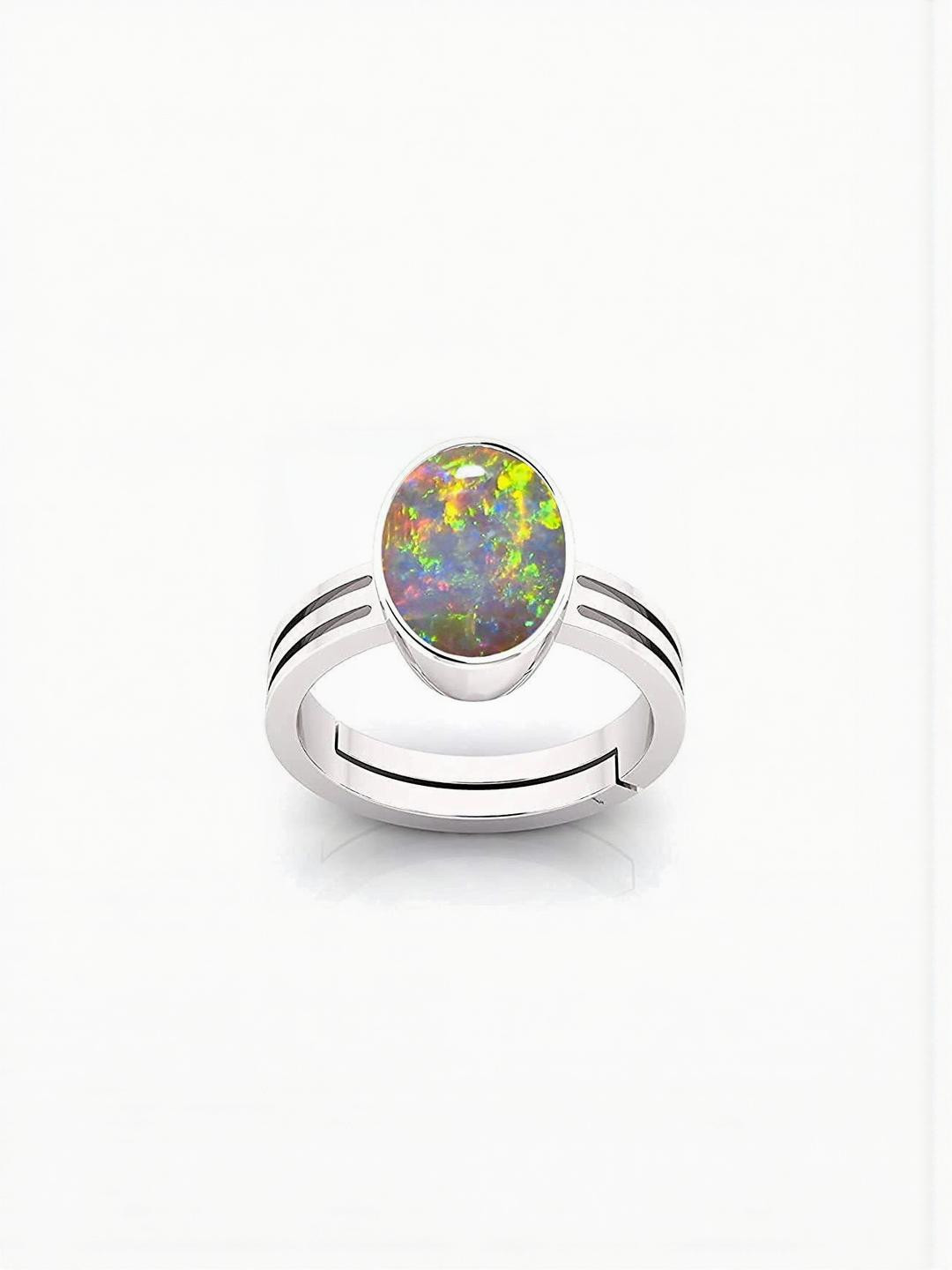 Sidharth Gems 11.25 Ratti 10.00 KT Opal Silver Ring