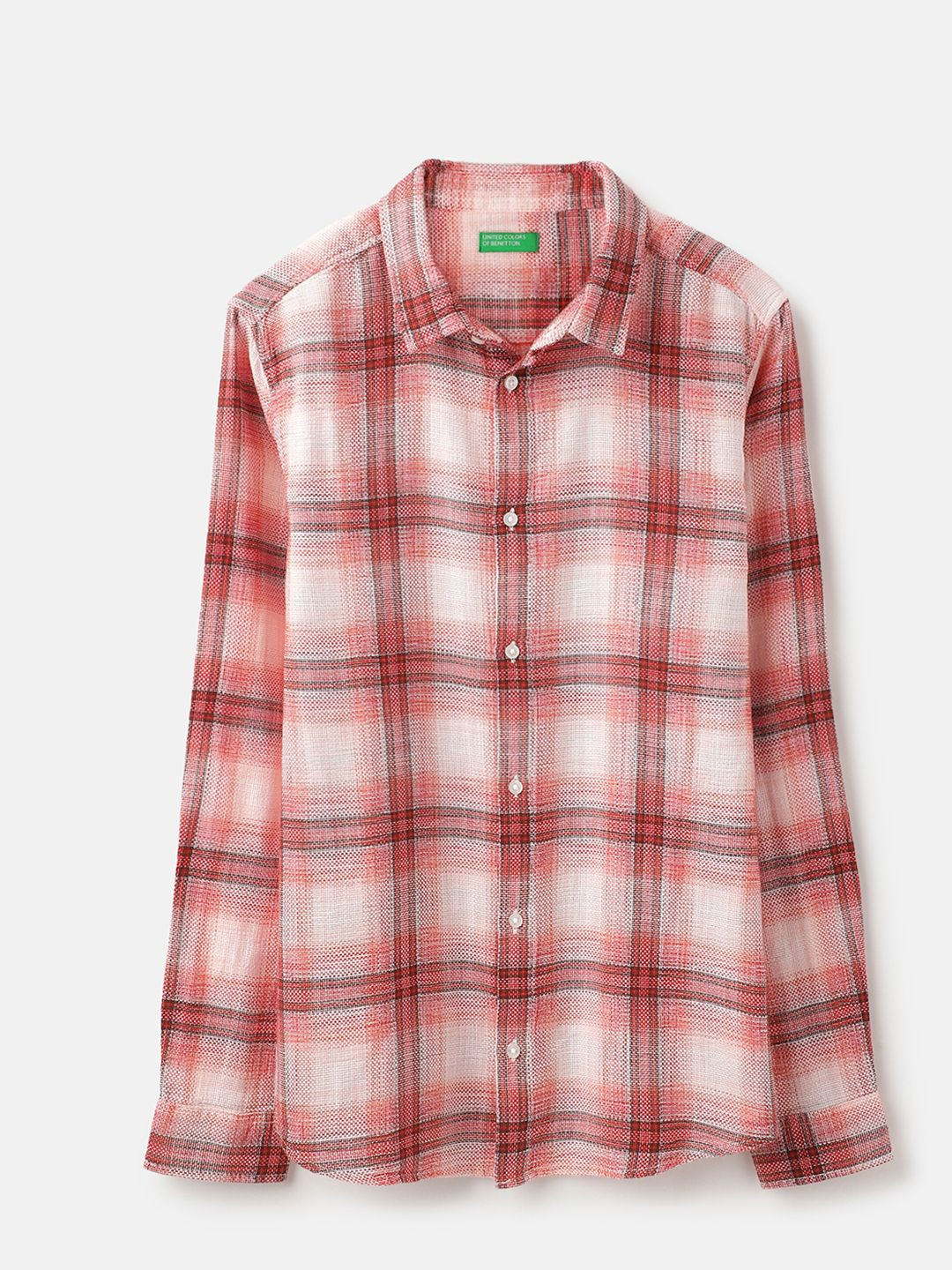 United Colors of Benetton Boys Regular Fit Tartan Checks Checked Pure Cotton Casual Shirt
