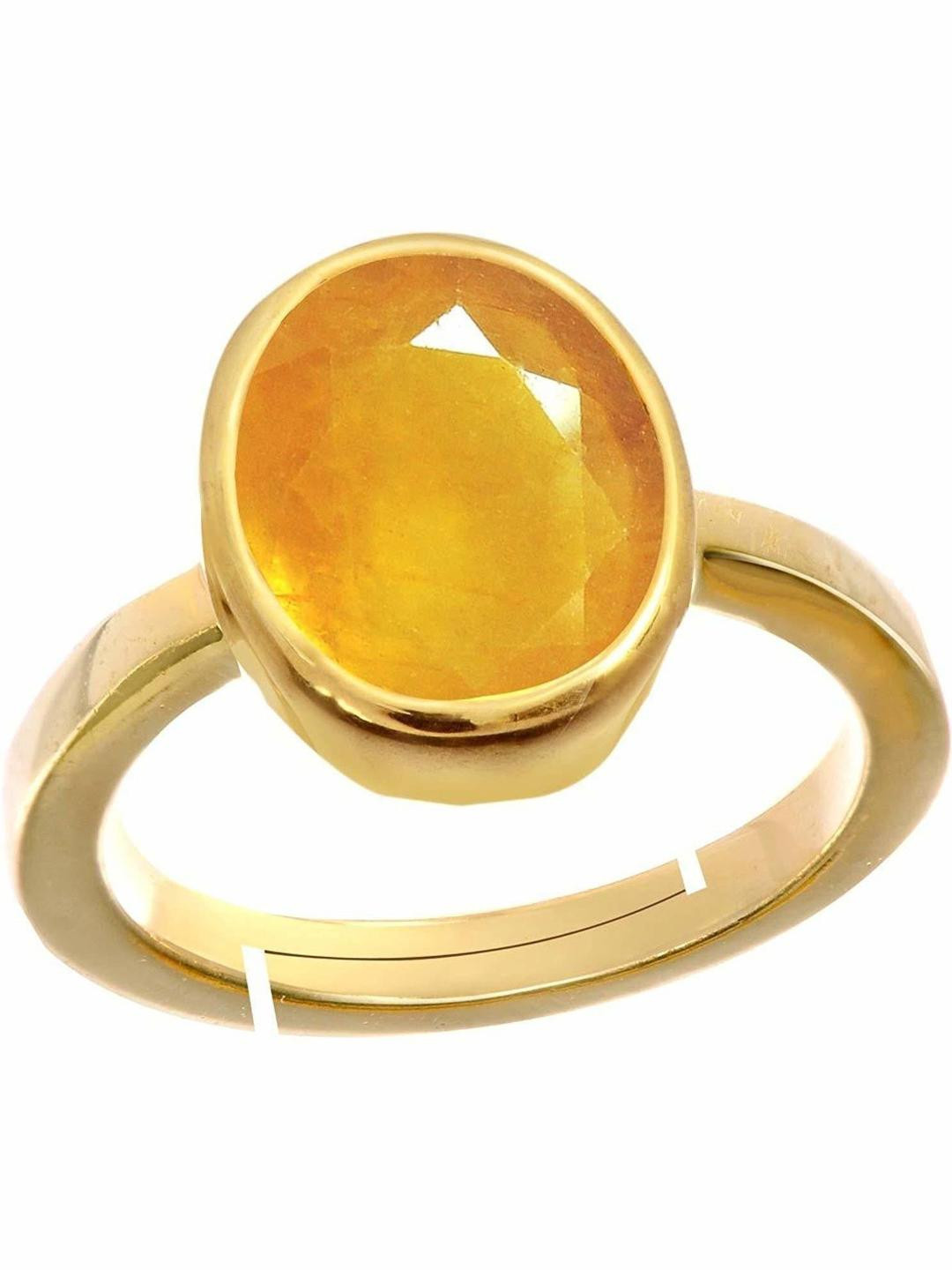 Sidharth Gems 11.25 Ratti 10.15 KT Yellow Sapphire Pukhraj Gemstone Ring