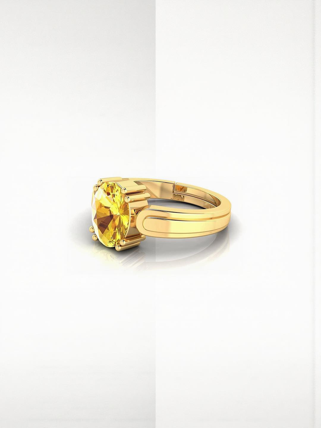 Sidharth Gems Brass 11.25 Ratti 10.15 KT Yellow Sapphire Pukhraj GemStone Ring