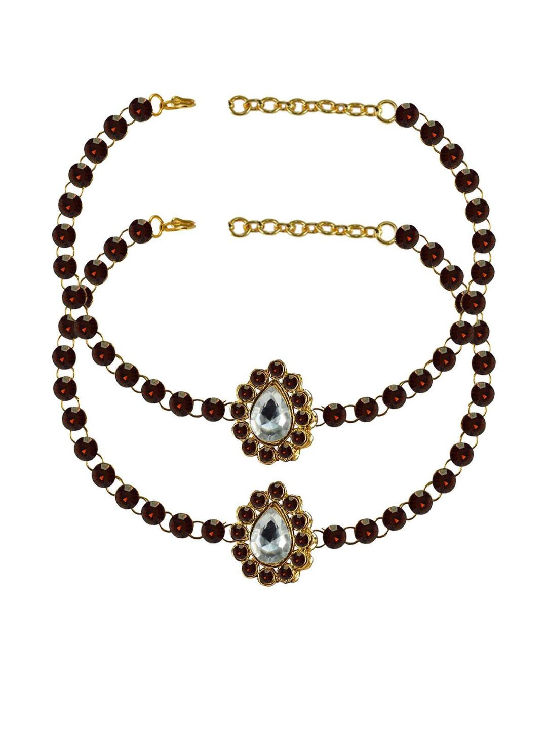Vidhya Kangan Copper Stone Stud-Gold Plated Brass Anklet