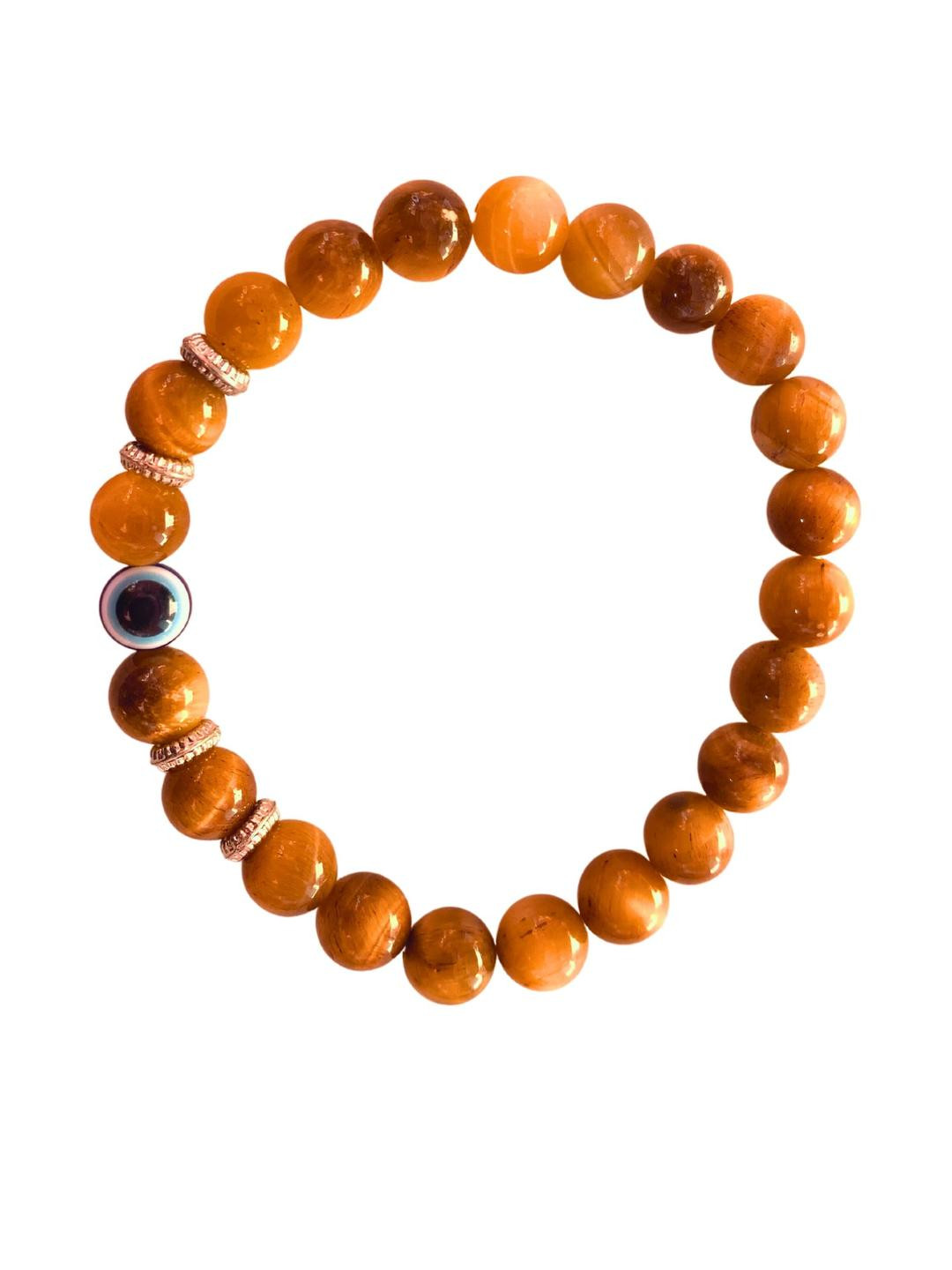 Apnisanskriti Unisex Evil Eye Yellow Tiger Eye Stone Bracelet