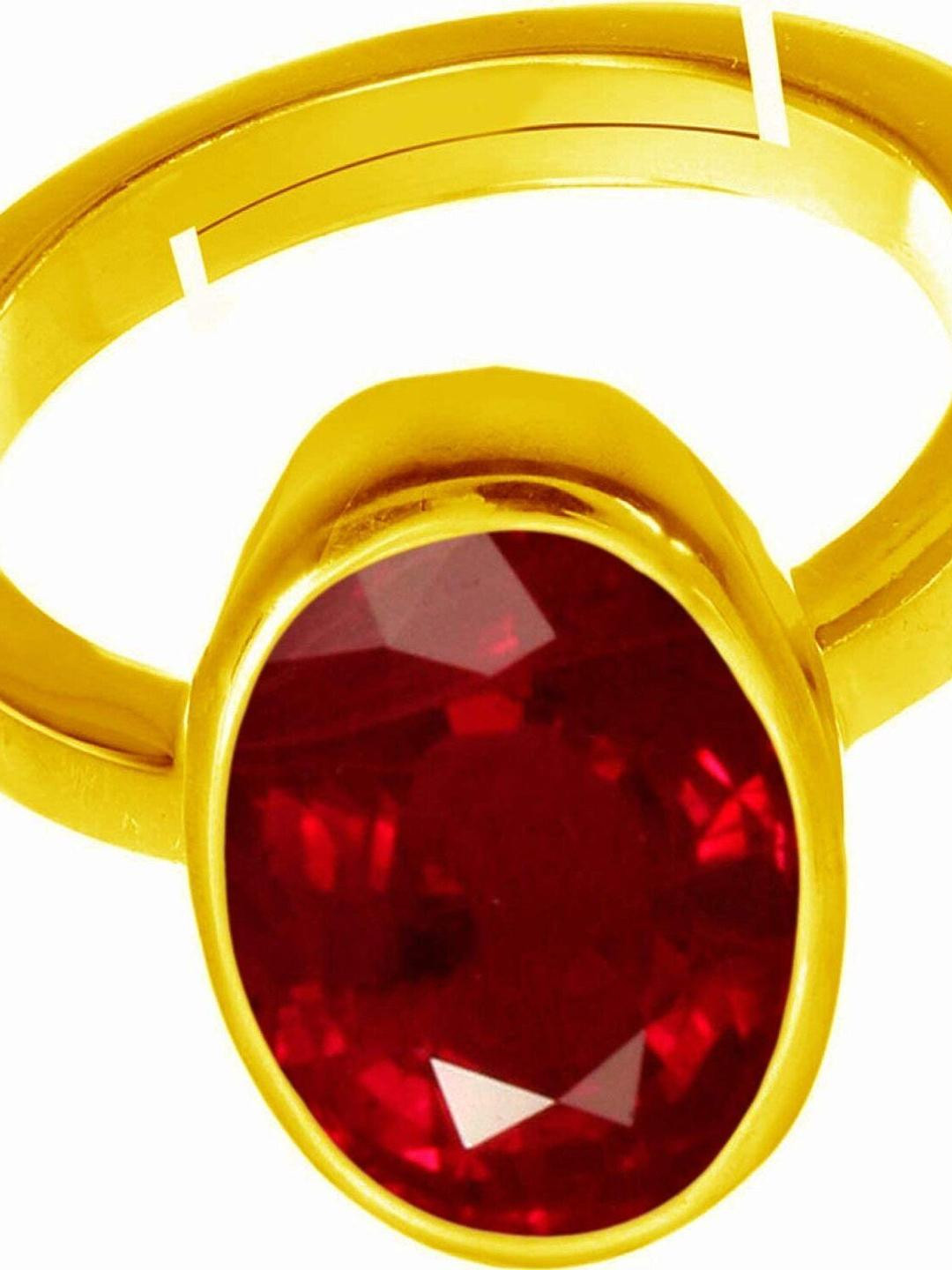 Sidharth Gems 5.25 Ratti Authentic GemStone Brass Gold Plated Finger Ring