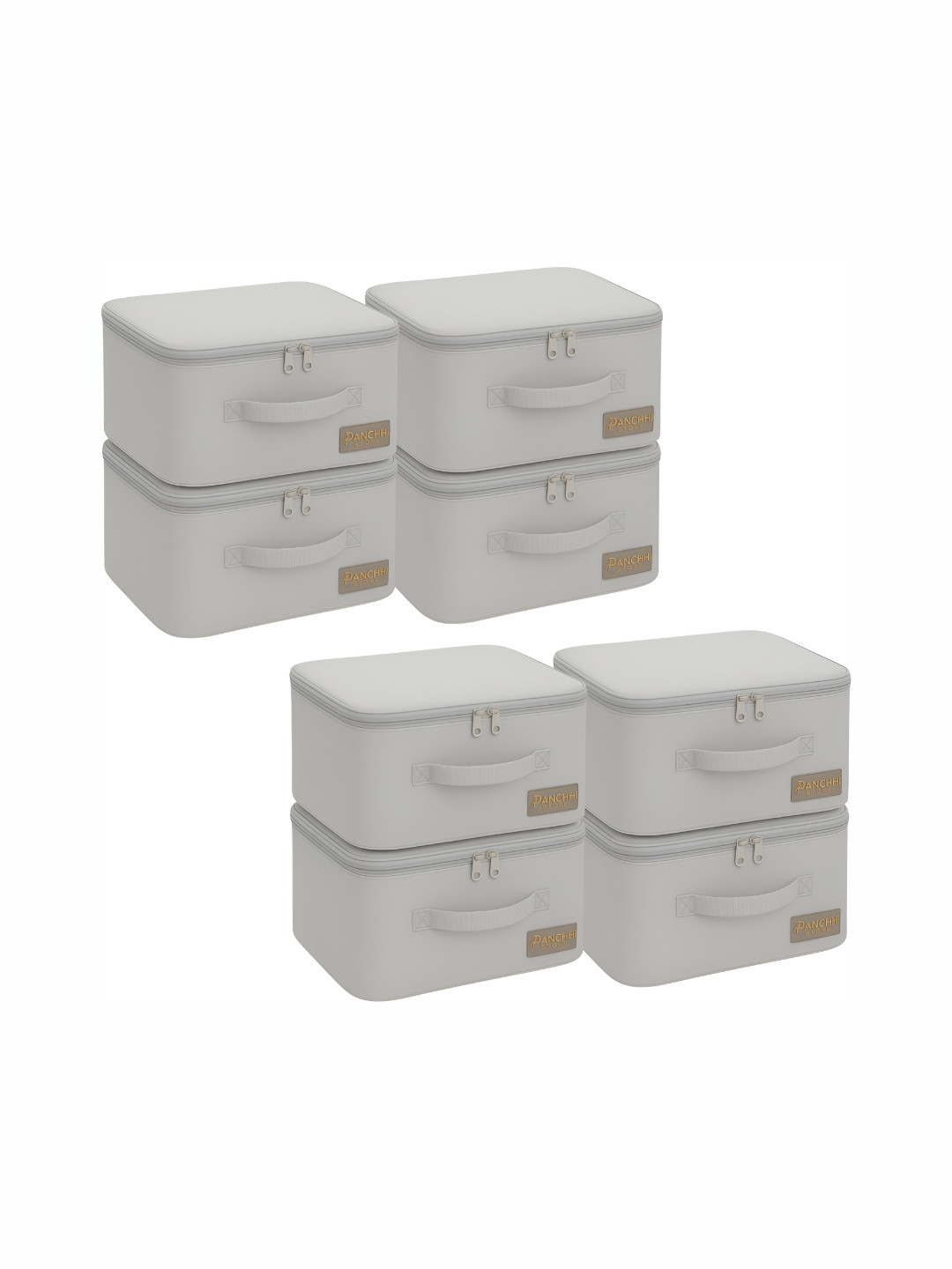 Panchhi Store Grey & Gold-Toned 8 Pieces Drawer Organisers