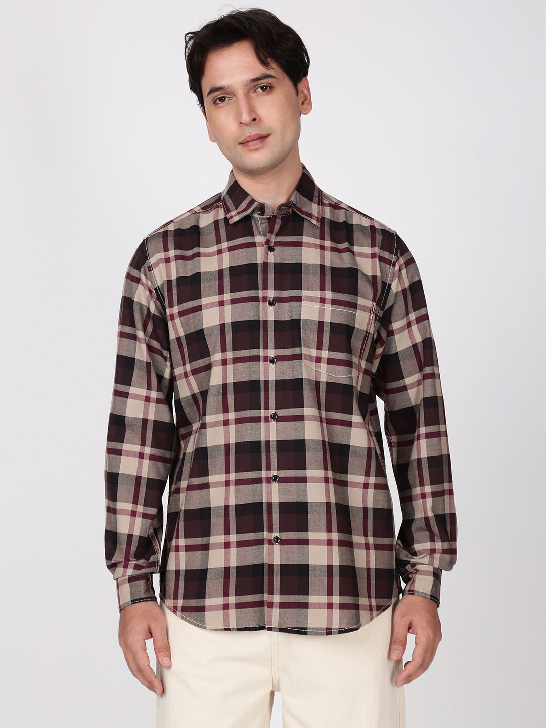 Bene Kleed Men Tartan Checks Checked Cotton Casual Shirt