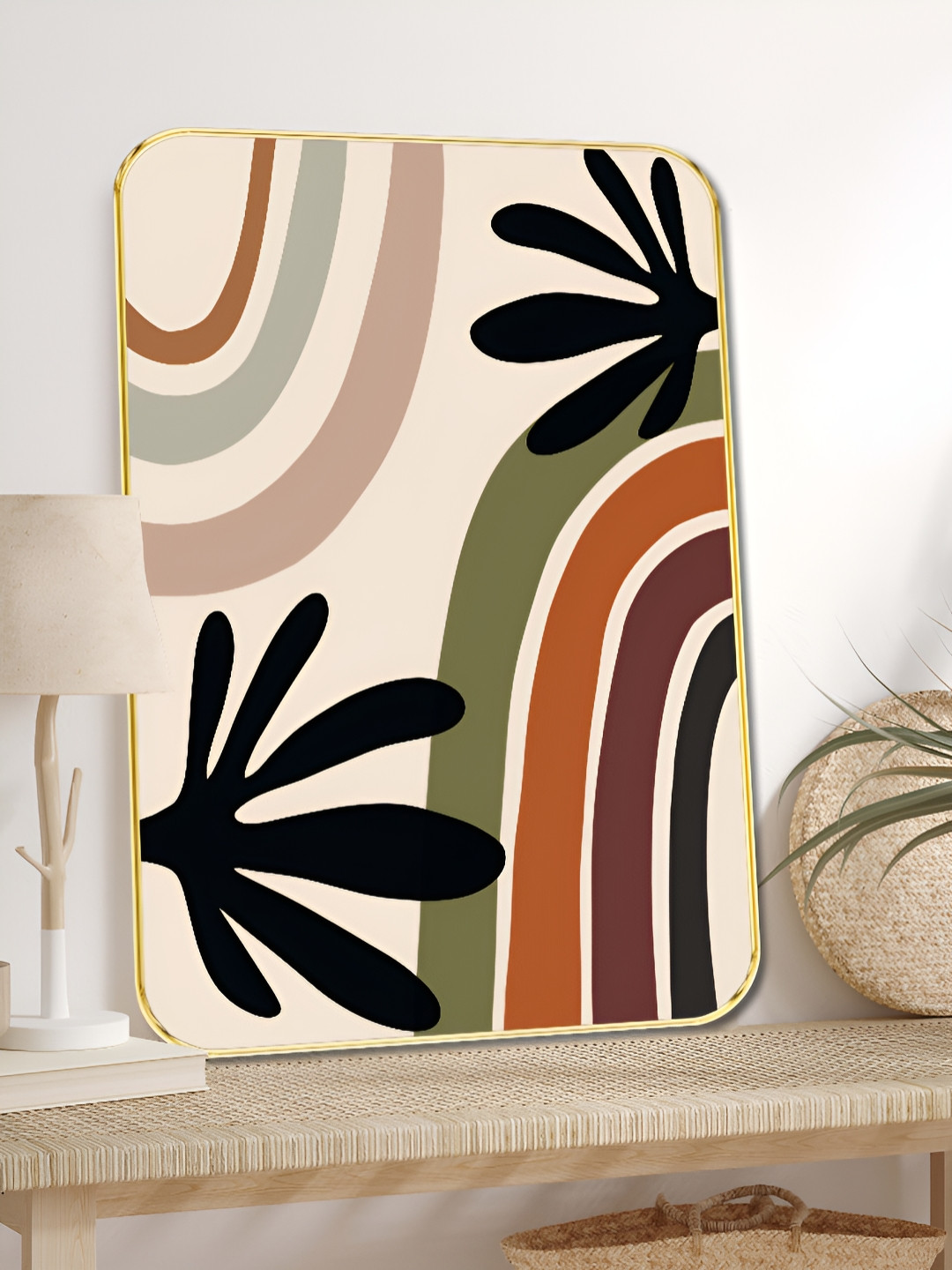 SAF Rainbow & Leaf MDF Wall Rectangle Paintings Wall Art - 24x18In