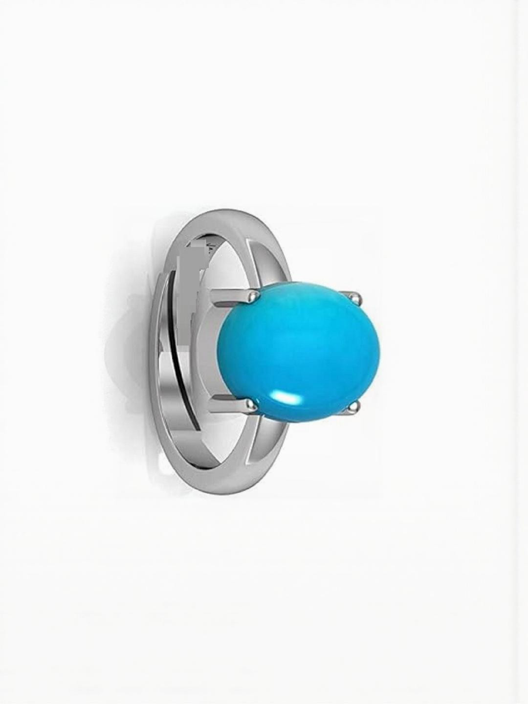 Sidharth Gems 10.25 Ratti 9.25 KT Turquoise Firoza Ring Gemstone Panchdhatu Ring