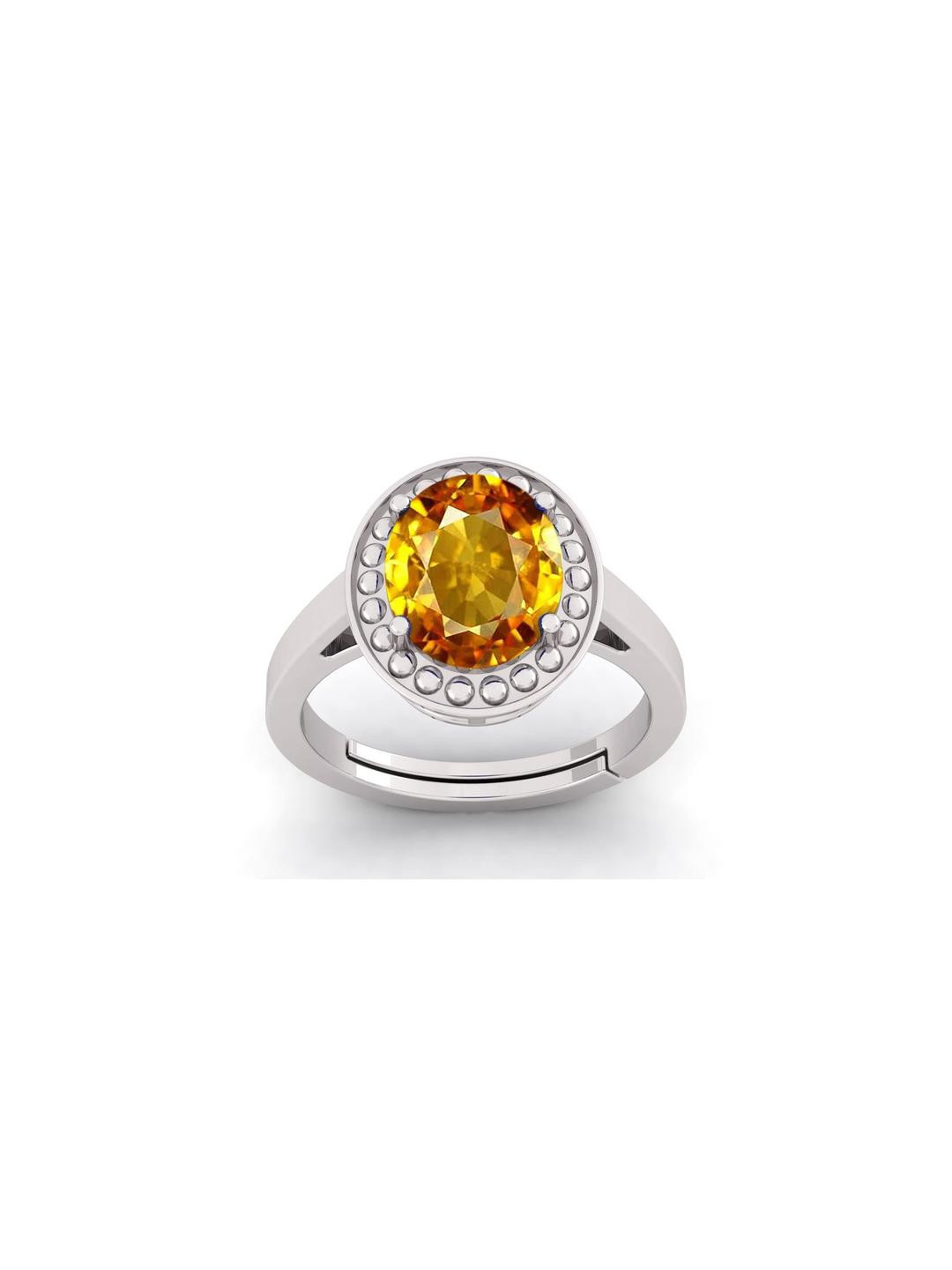 Pranjal Gems Unisex 12.25 Ratti 11.15 K Pukhraj Stone Studded Adjustable Finger Ring