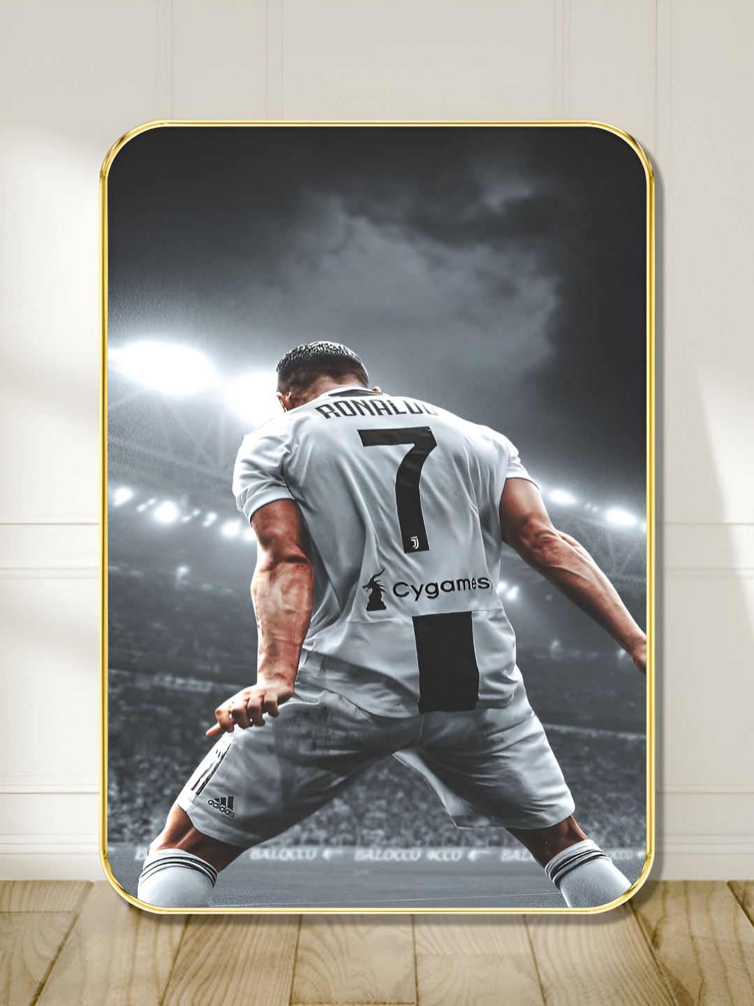 SAF Grey & White Cristiano Ronaldo Wooden Wall Art