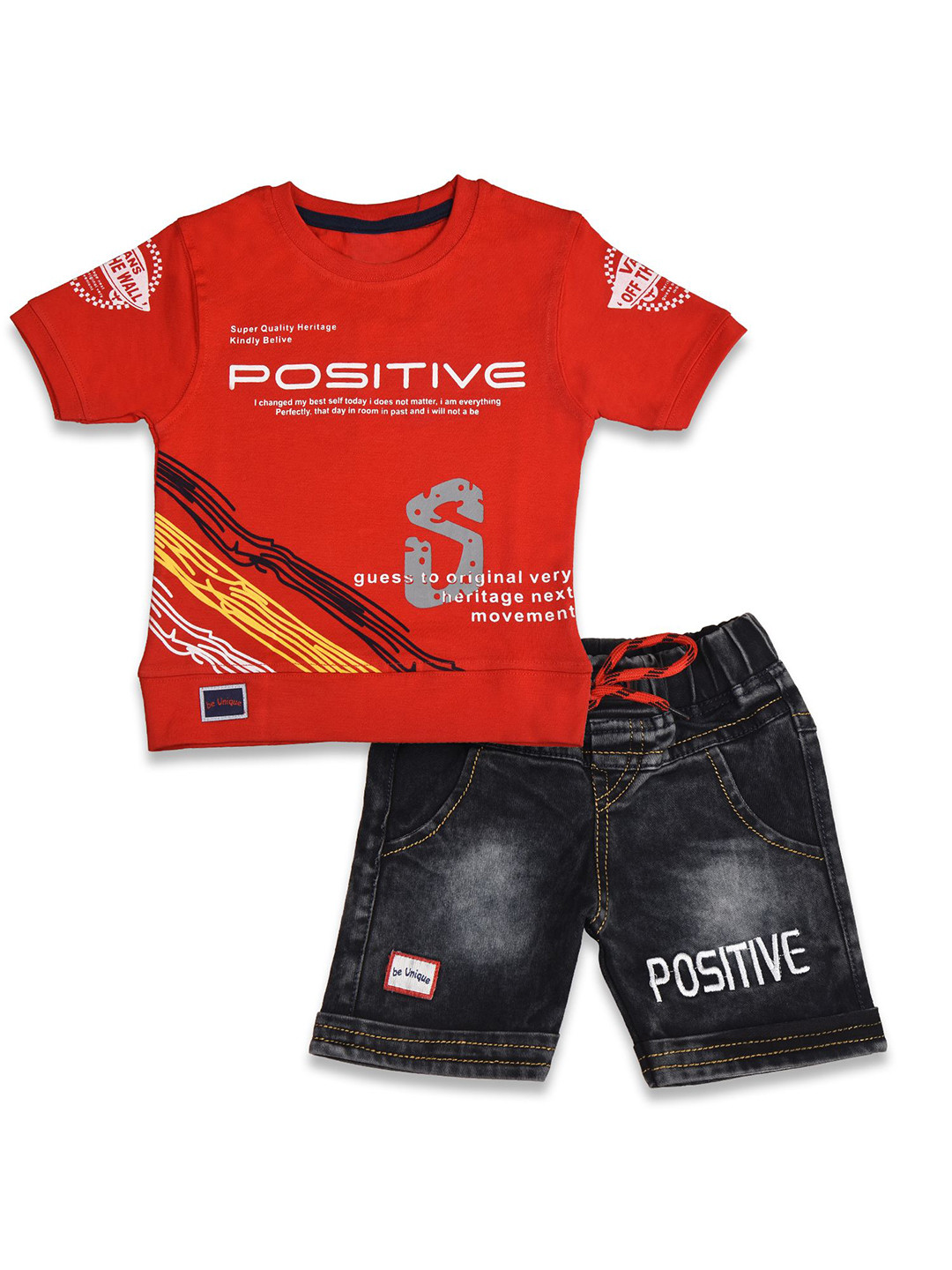 WORTON FASHION Boys Printed Pure Cotton T-Shirt With Shorts