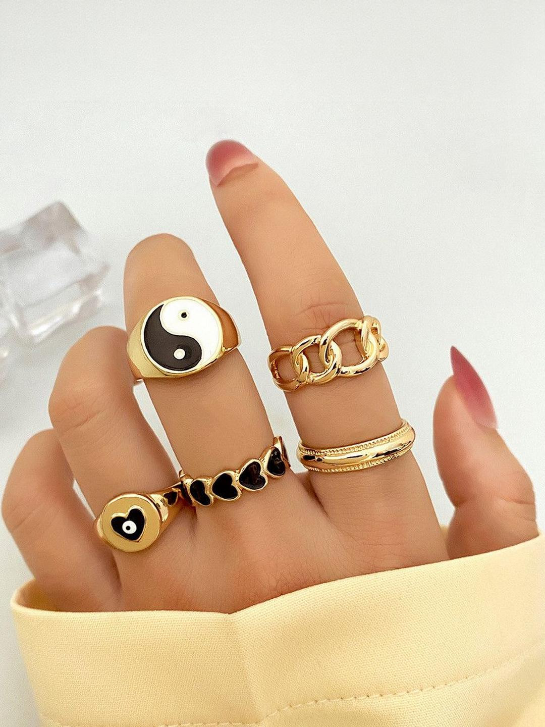 Arzonai Rings Set Steel Ring Set