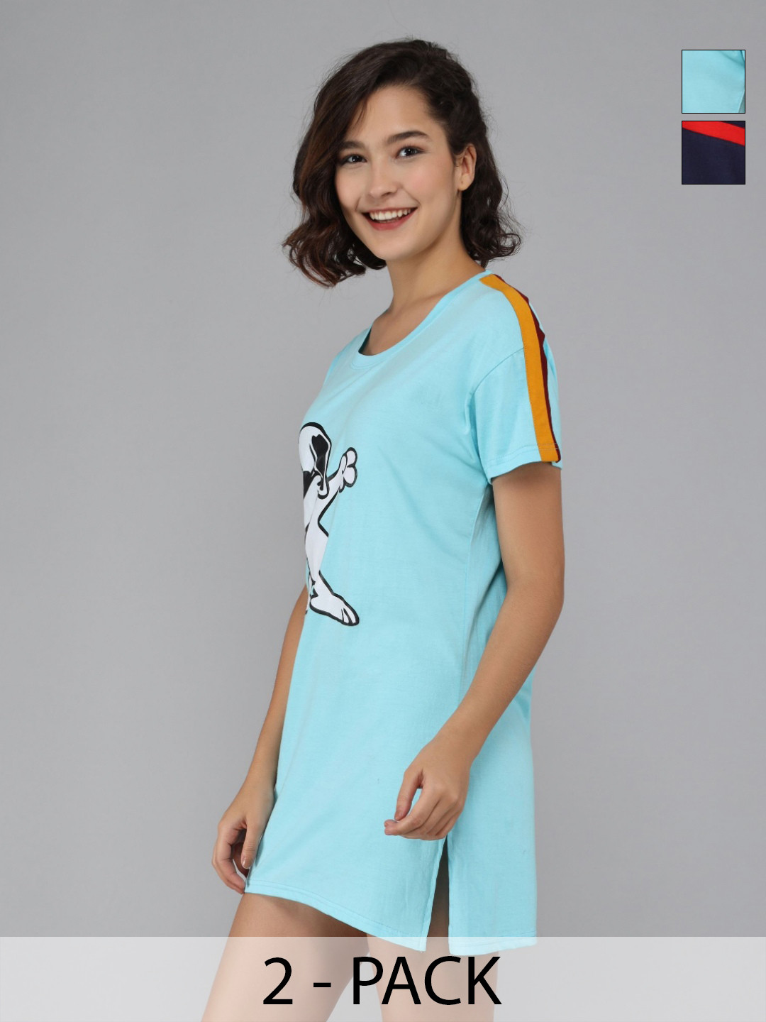 Christy World Women Humour and Comic Printed Pack of 2 Pockets T-shirt