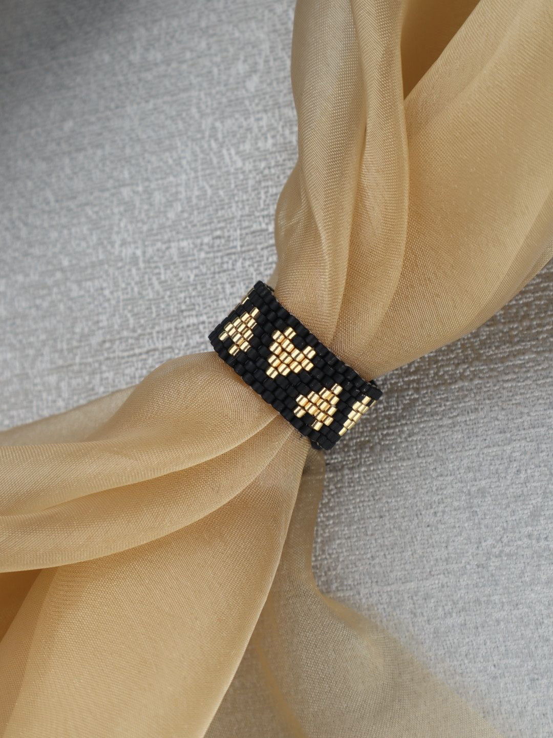 Threads & Beads Gold-Plated Golden Heart Beaded Adjustable Finger Ring