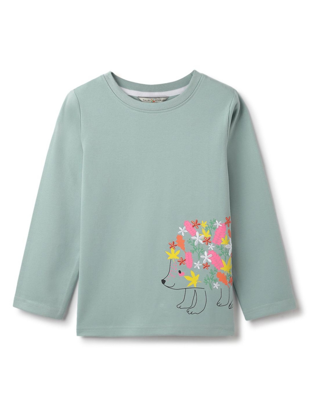 TALES & STORIES Girls Printed Embroidered Regular Fit Cotton T-shirt